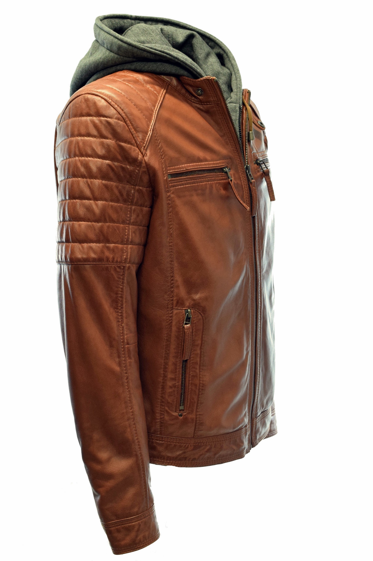 Herren Lederjacke Carlo gesteppt in washed Cognac