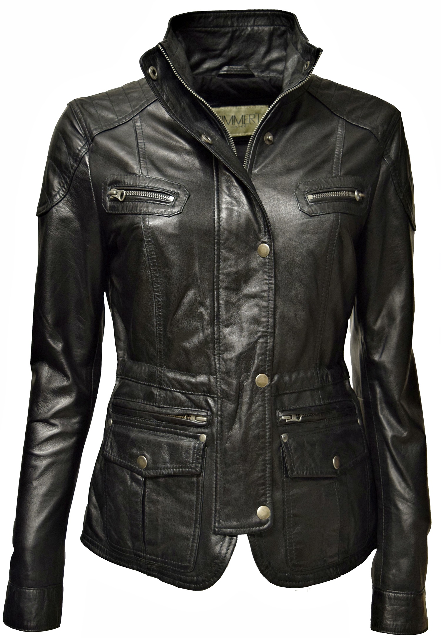 Damen Lederjacke Lilli in washed Schwarz