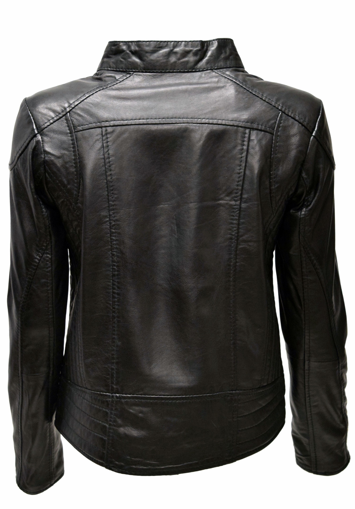 Damen Lederjacke Kimy gesteppt washed Schwarz