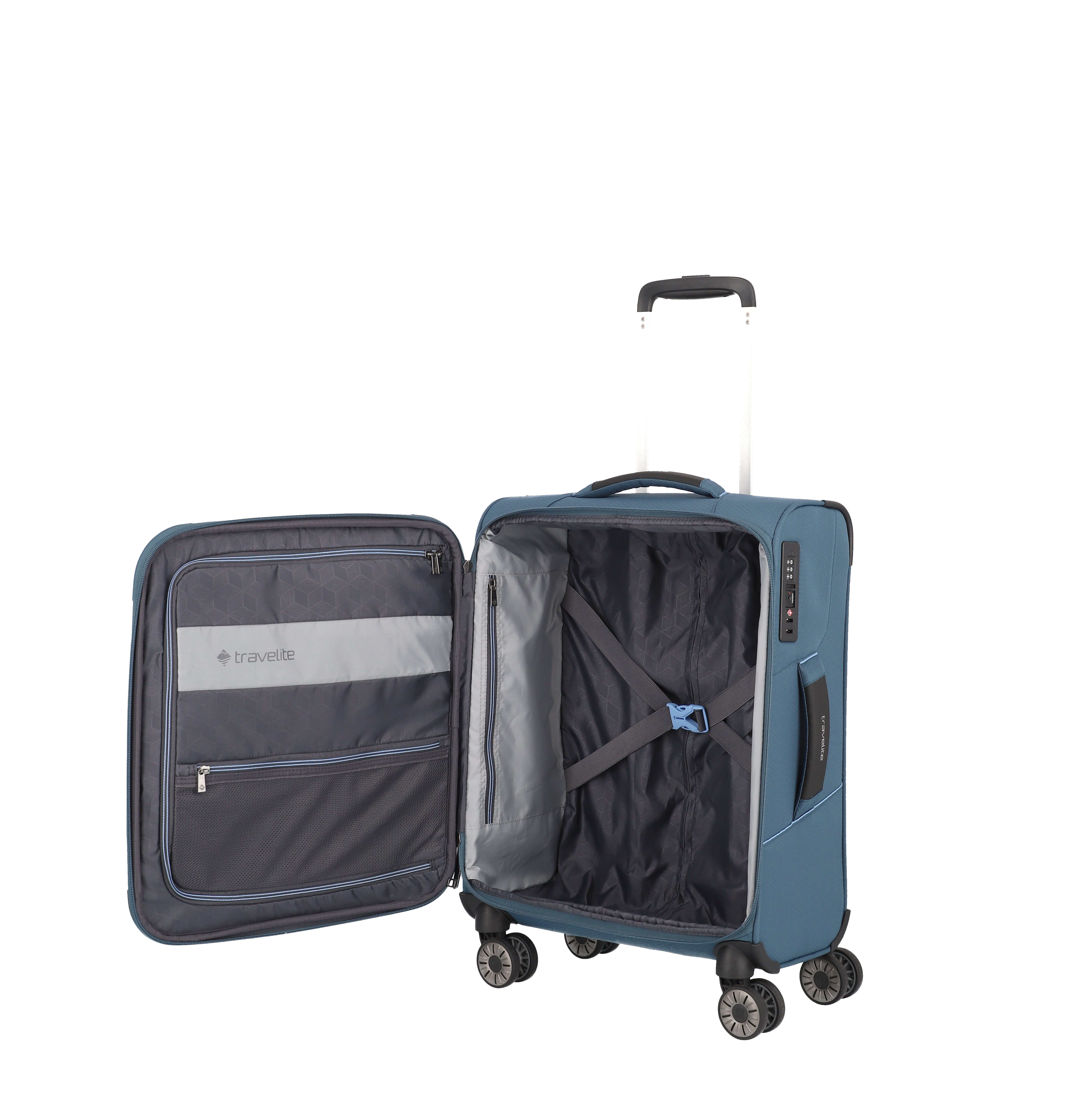 Travelite Trolley SKAII S 55 cm mit 4 Rollen Panoramablau