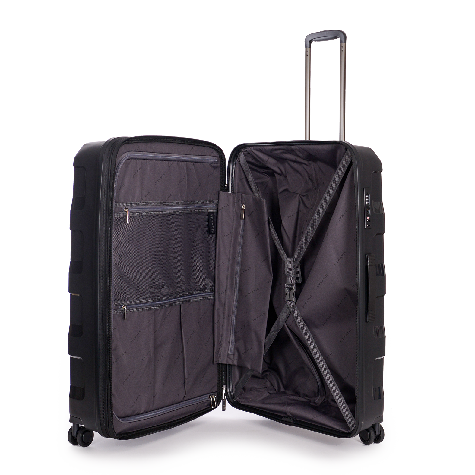 Stratic Straw Plus Trolley L 76 cm mit 4 Rollen aus Bio Kunststoff Schwarz
