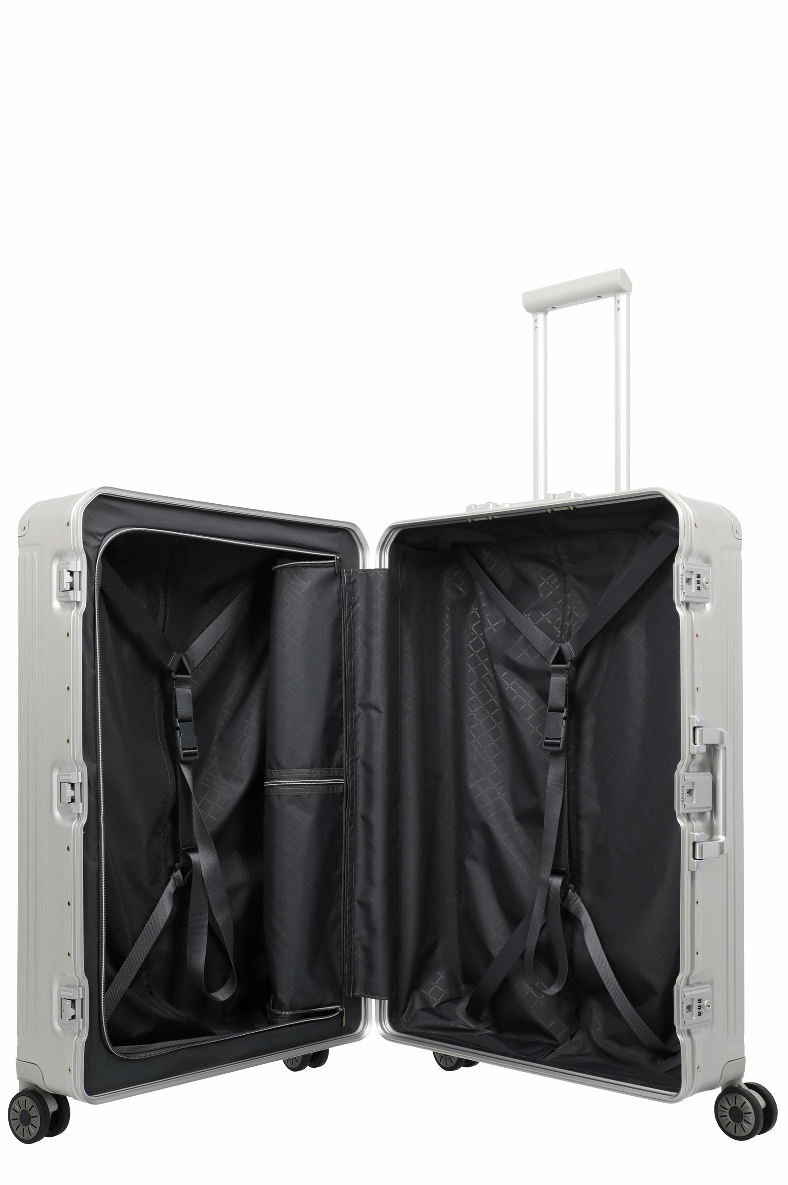 Travelite Aluminium Trolley Next 2.0 L 77 cm mit 4 Rollen Silber