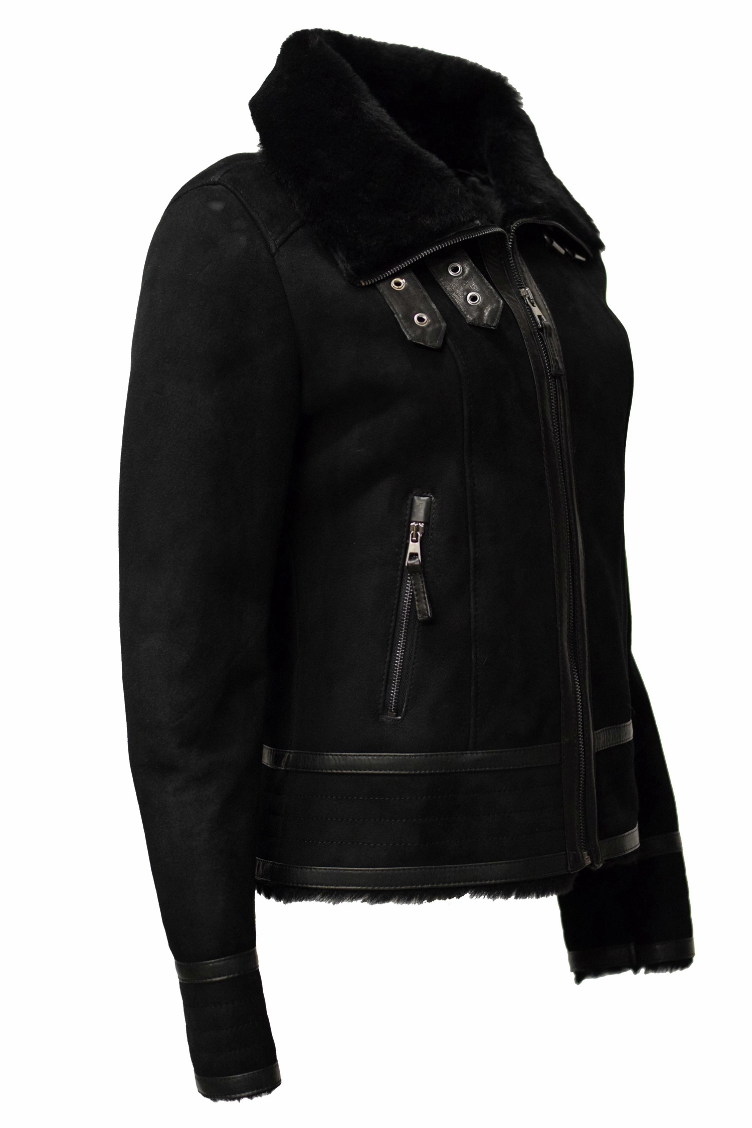Damen Lammfelljacke Lena in Anthrazit