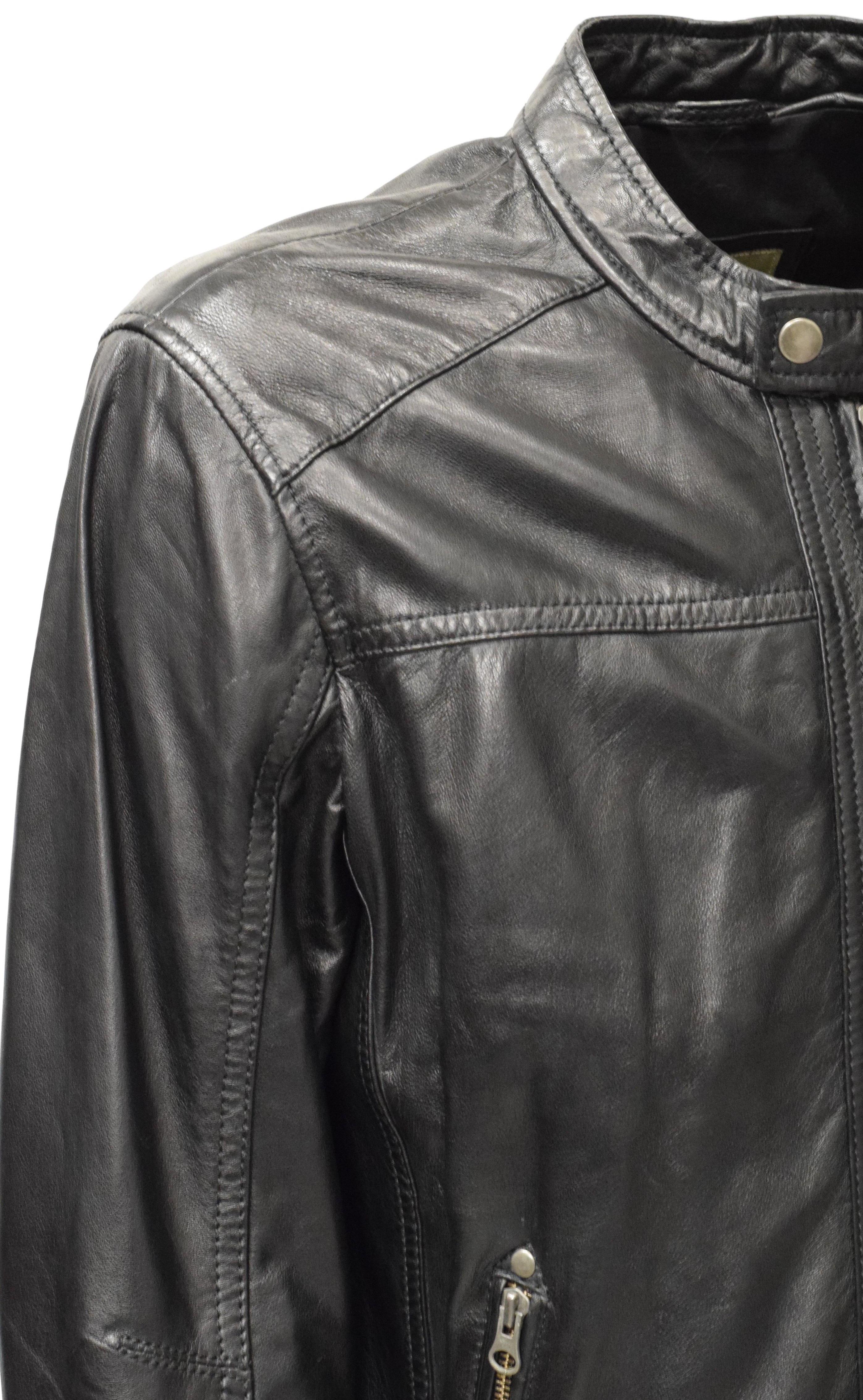 Herren Lederjacke Kit in washed Schwarz 