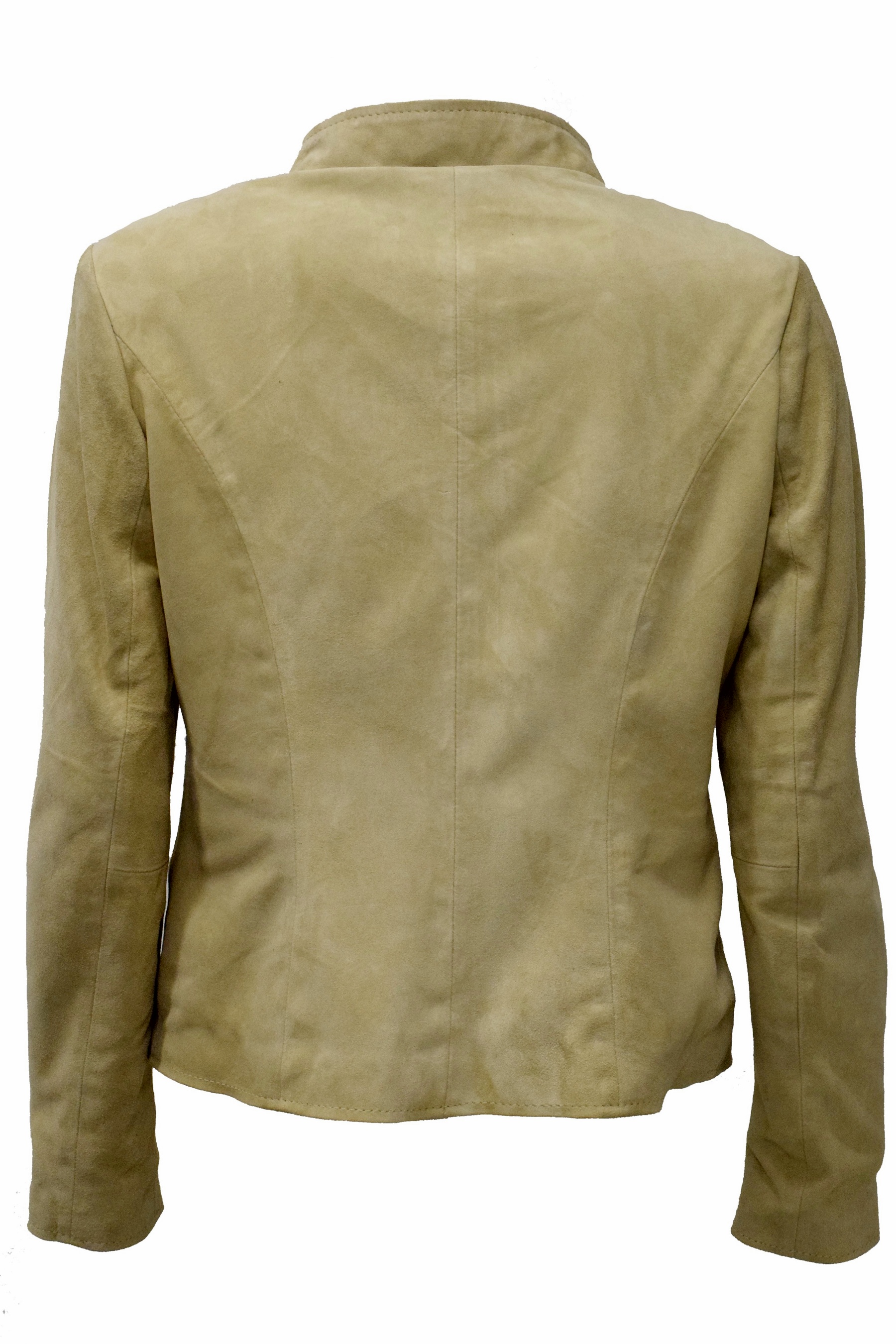 Damen Lederjacke Debby in Ziegenvelour Cremebeige