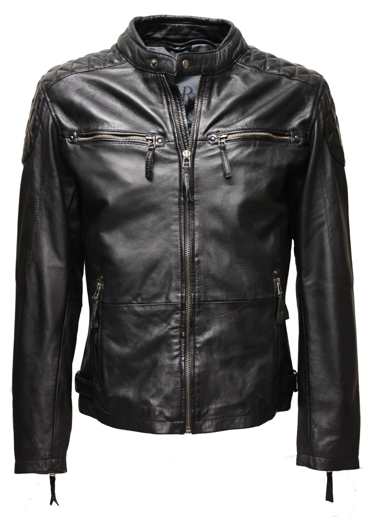 Trapper Herren Lederjacke "Nevio" in washed Schwarz