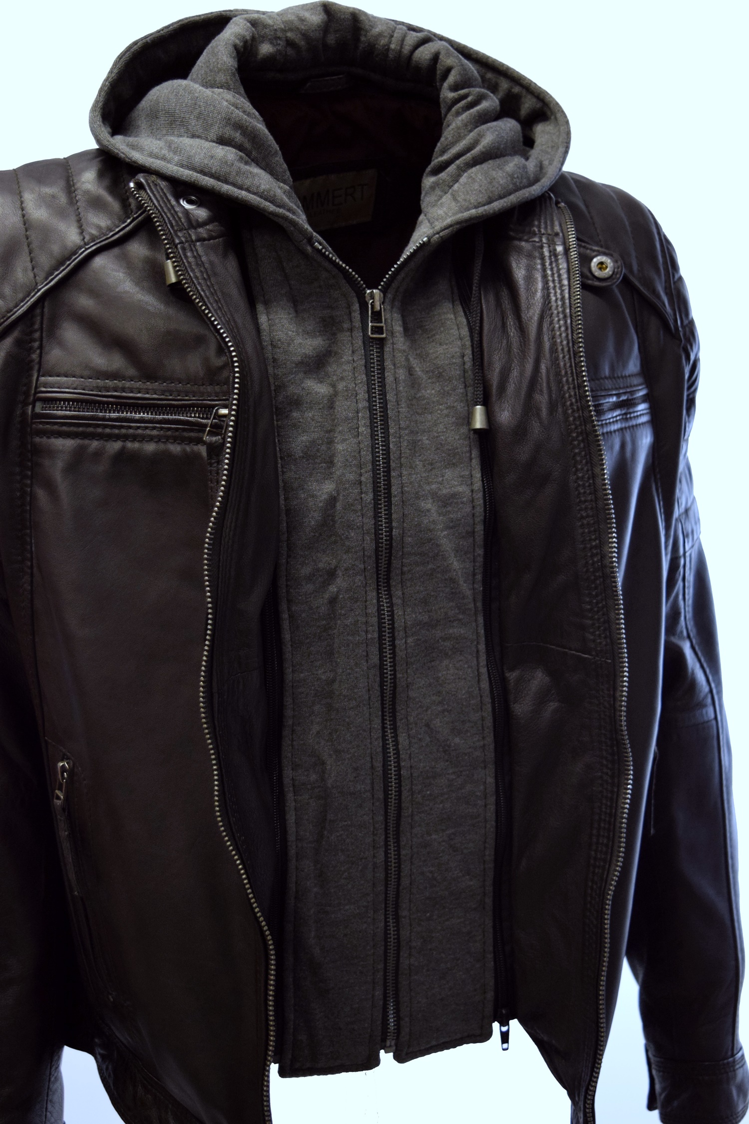 Herren Lederjacke Carlo gesteppt in washed Schwarz