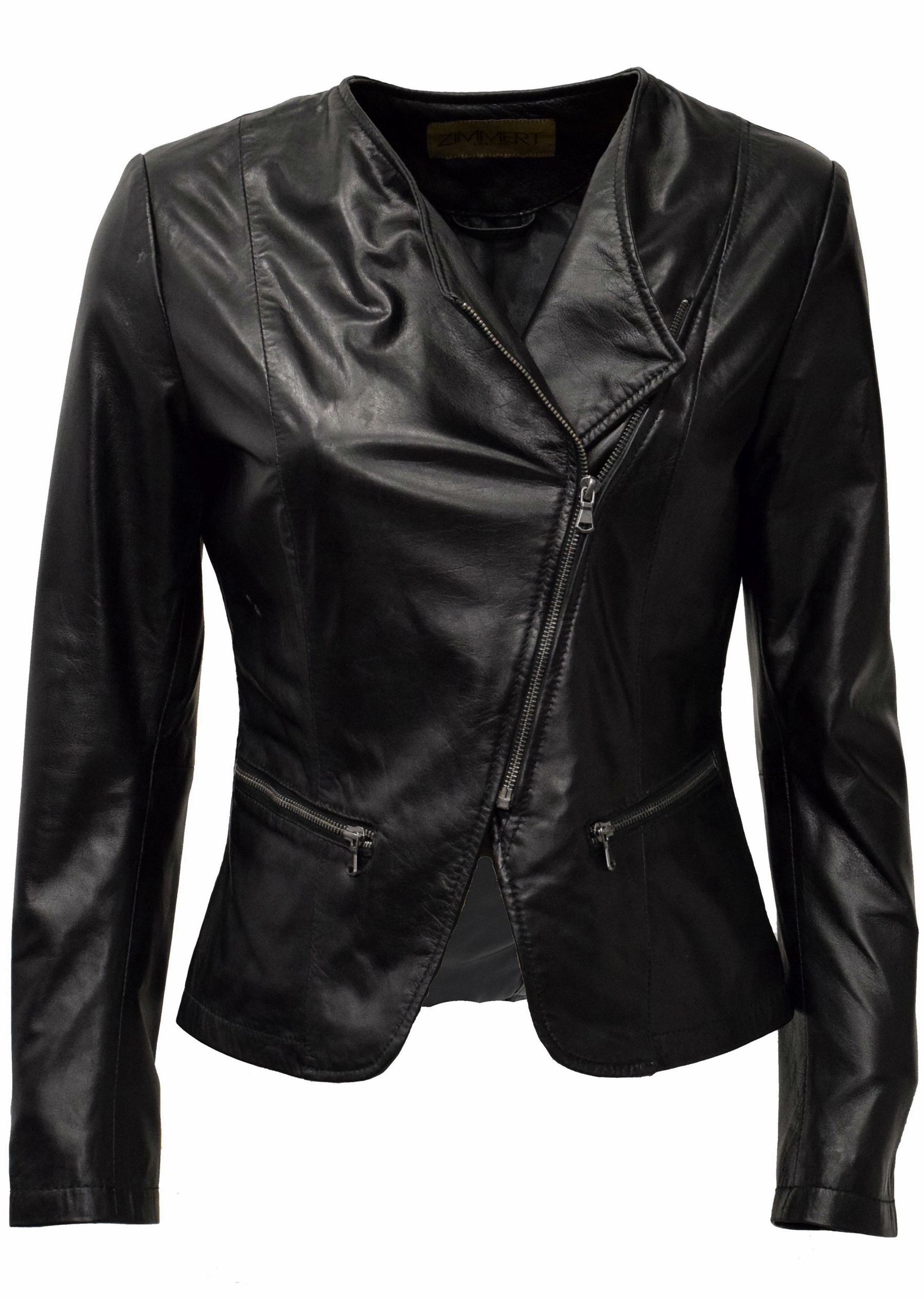 Damen Lederjacke Minni in washed Schwarz