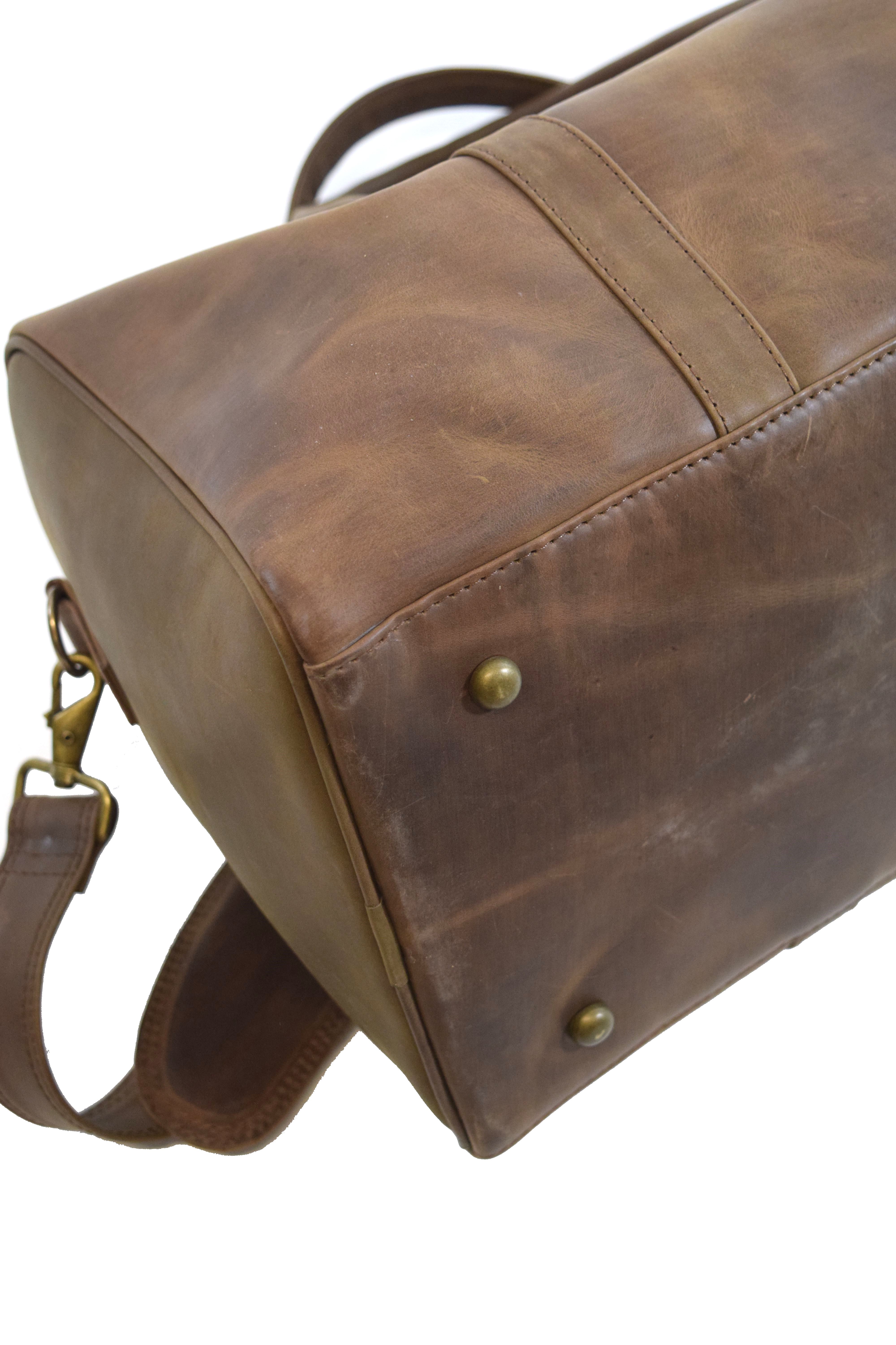 Weekender Reisetasche P-1011 50 cm aus Rindleder in Naturbraun