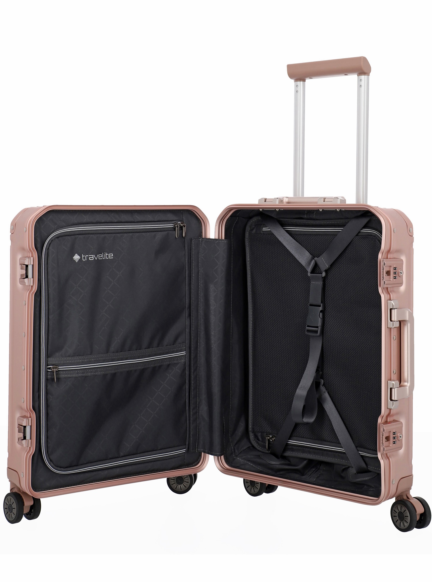 Travelite Aluminium Trolley Next S 55 cm mit 4 Rollen Rose