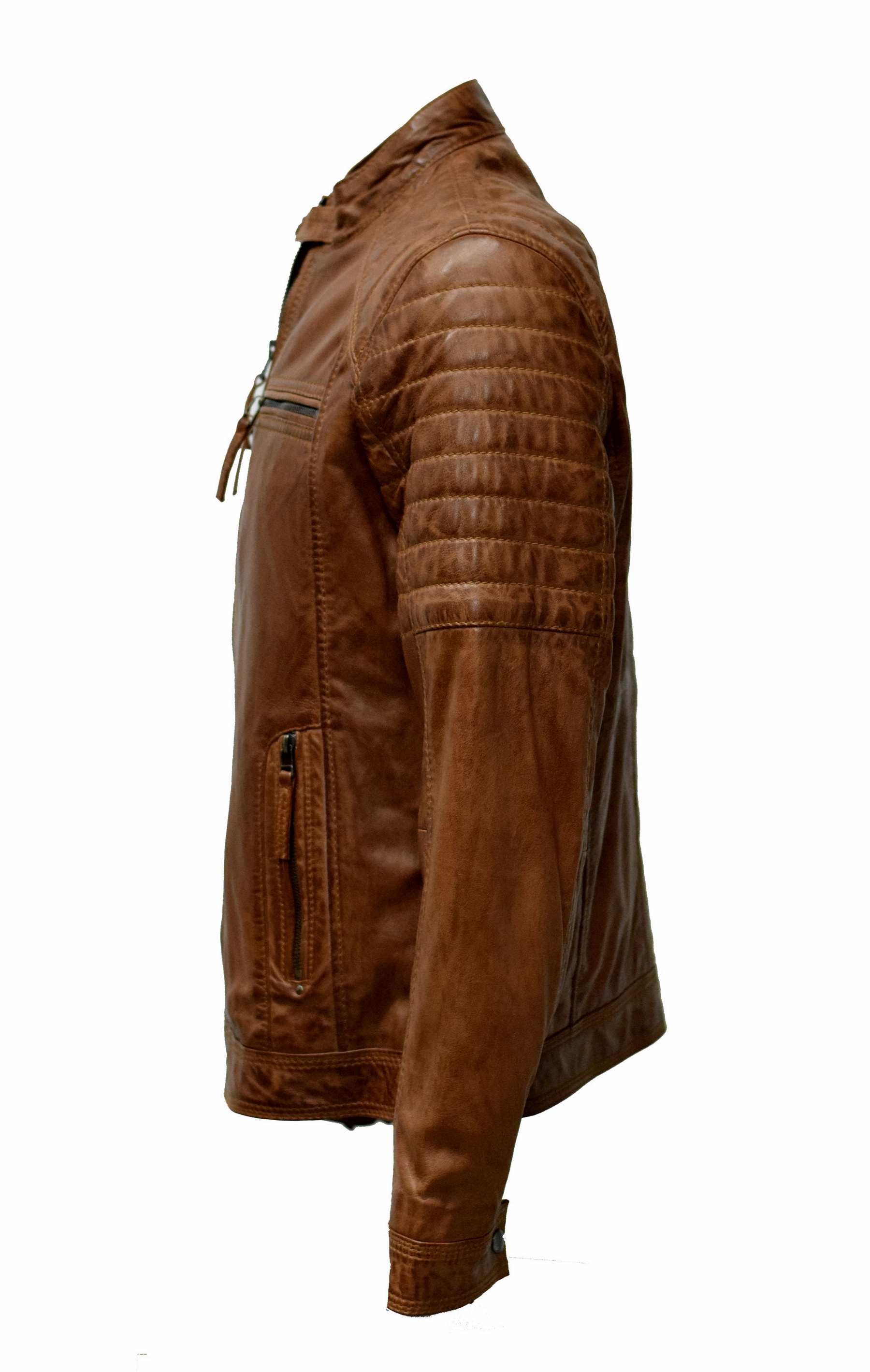Herren Lederjacke Franky in washed Darkcognac