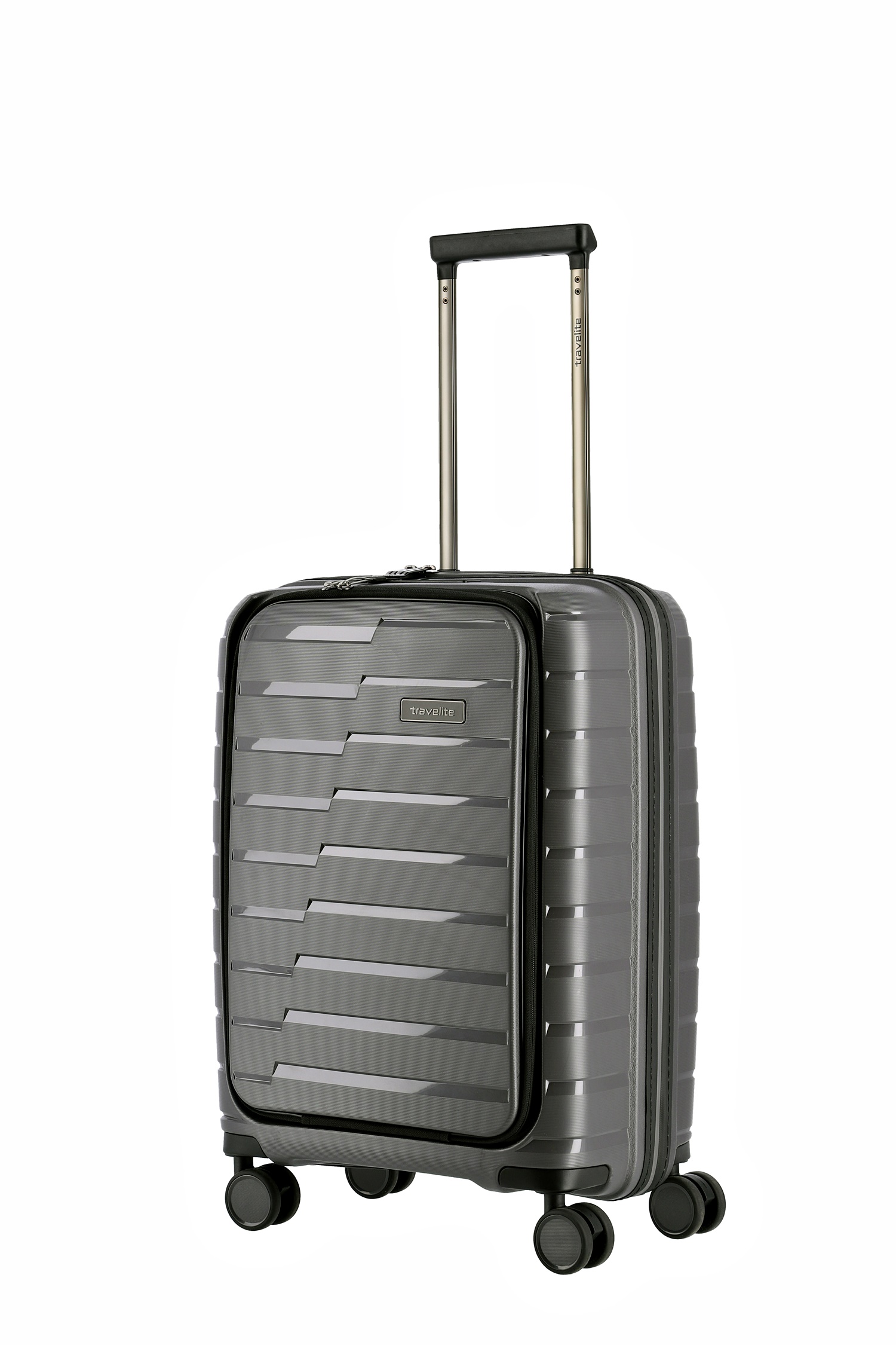 Travelite Koffer Air Base Vortasche 4 Rollen Trolley 55 cm S+ Anthrazit