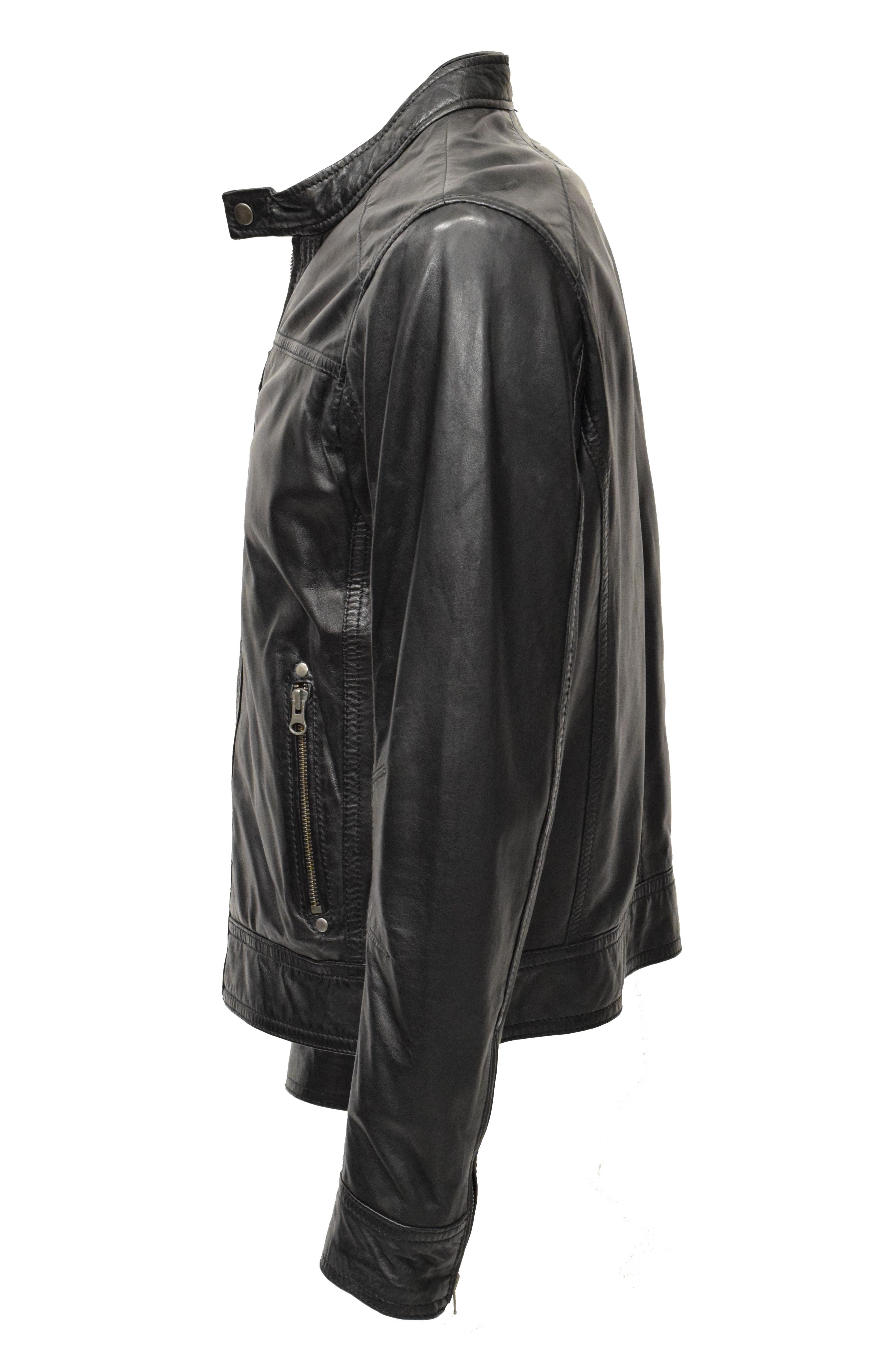 Herren Lederjacke Kit in washed Schwarz 