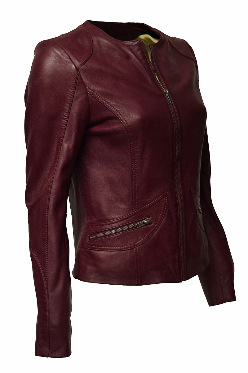 Damen Lederjacke "BEA" in washed Beere