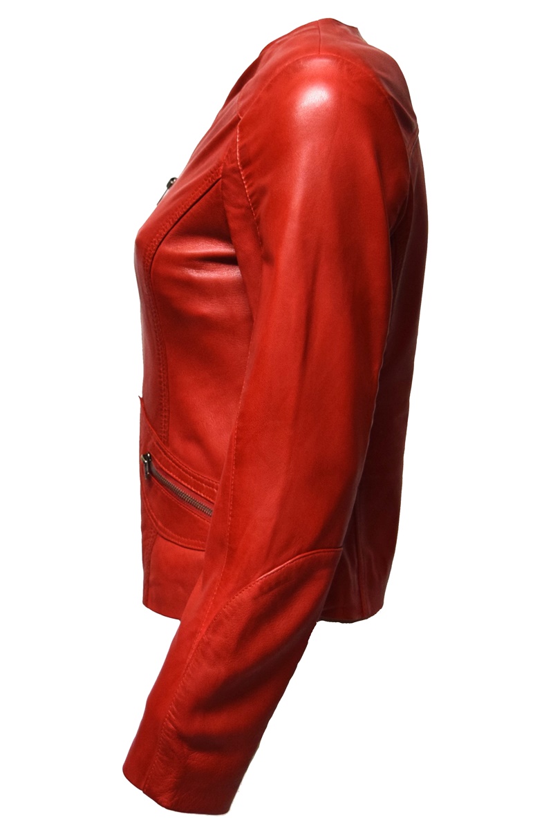 Damen Lederjacke "BEA" in washed Rot