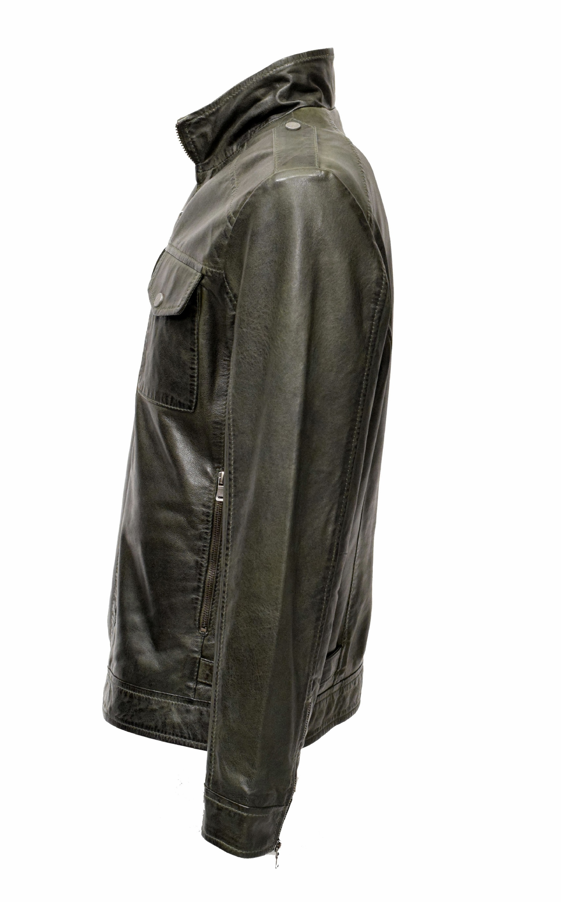 Herren Lederjacke Berny washed Dunkelgrün