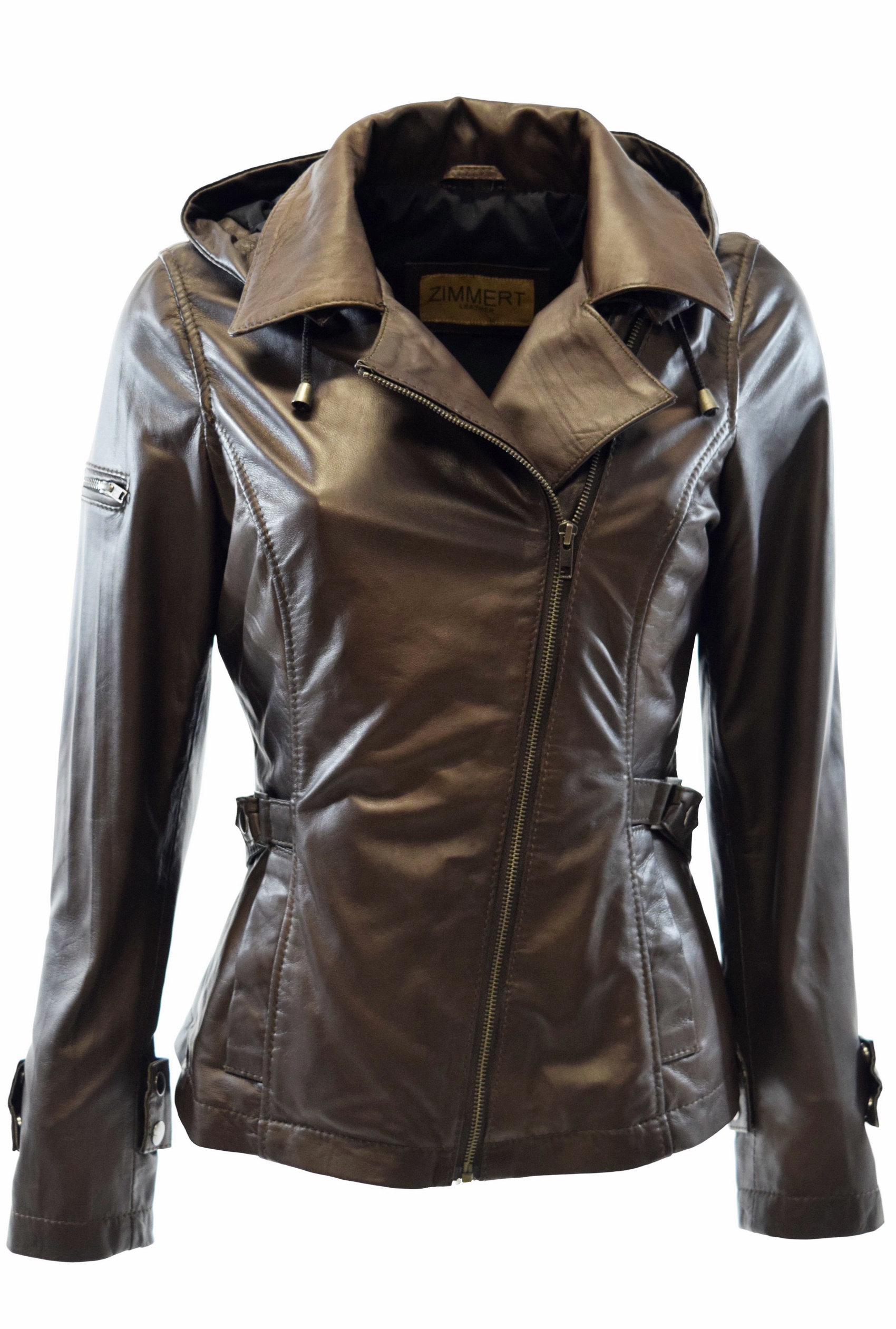 Damen Biker Lederjacke "Dana" in Tiefbraun