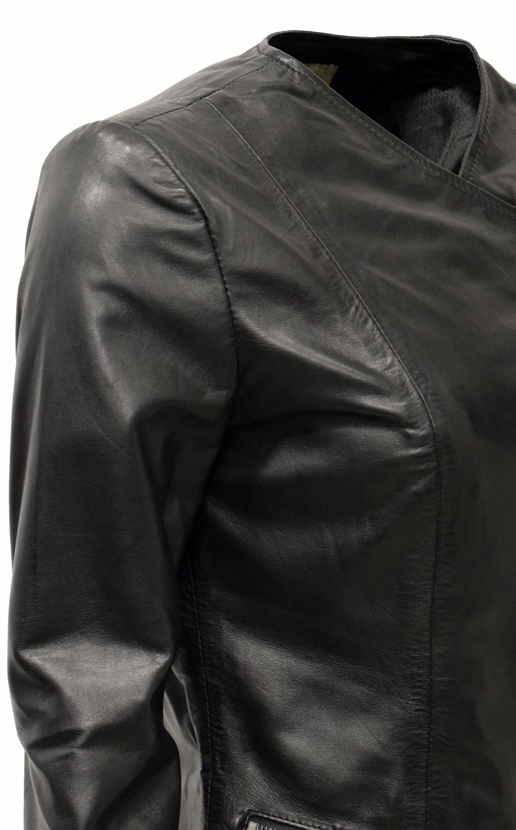 Damen Lederjacke Milla in washed Schwarz 