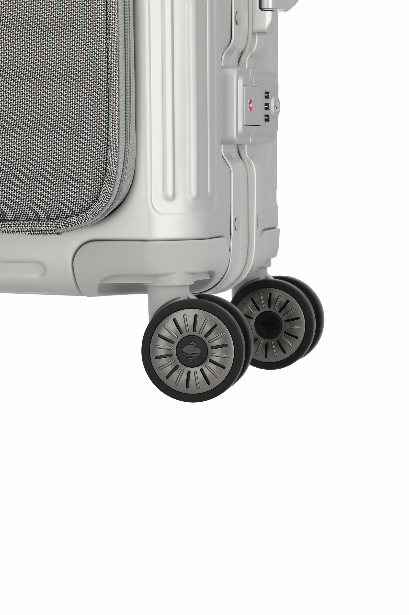 Travelite Aluminium Trolley Next 2.0 Vortasche S 55 cm mit 4 Rollen Silber