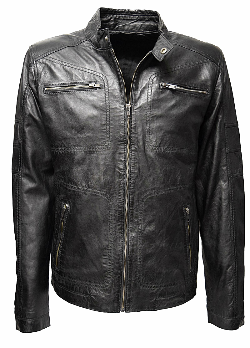 Zimmert Herren Lederjacke "LENNY" gesteppt in washed Schwarz