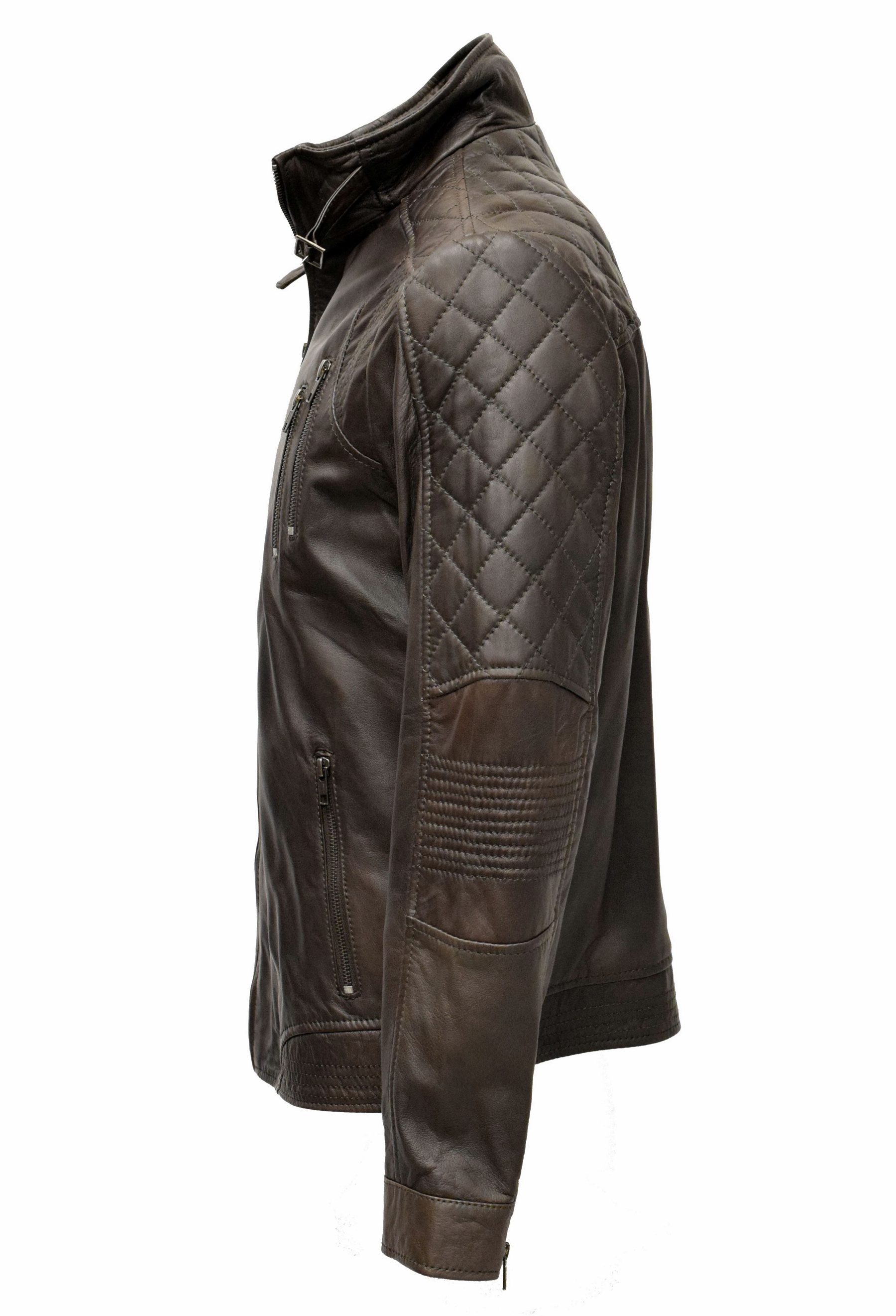 Herren Lederjacke Gilbert gesteppt in washed Mocca