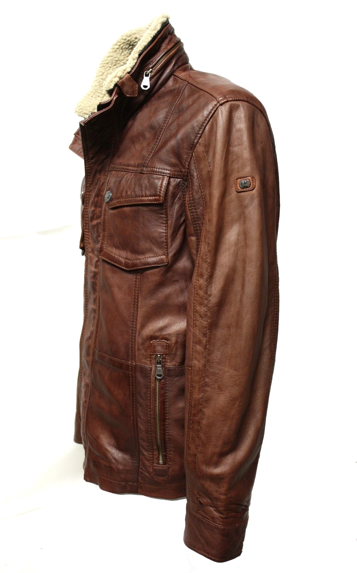 Trapper Herren Lederjacke "LOU" in washed Rotbraun