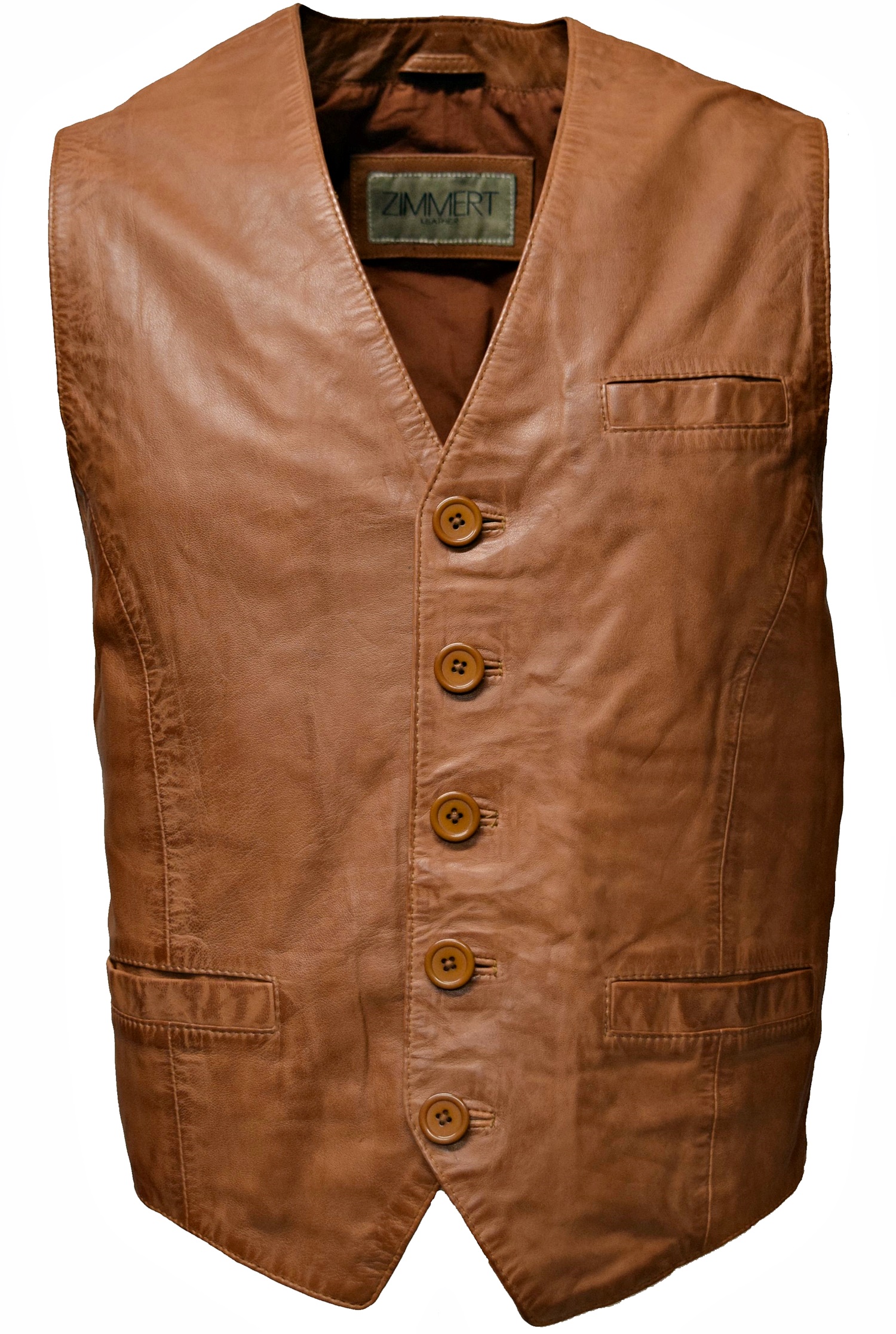 Herren Lederweste Nico in washed Cognac