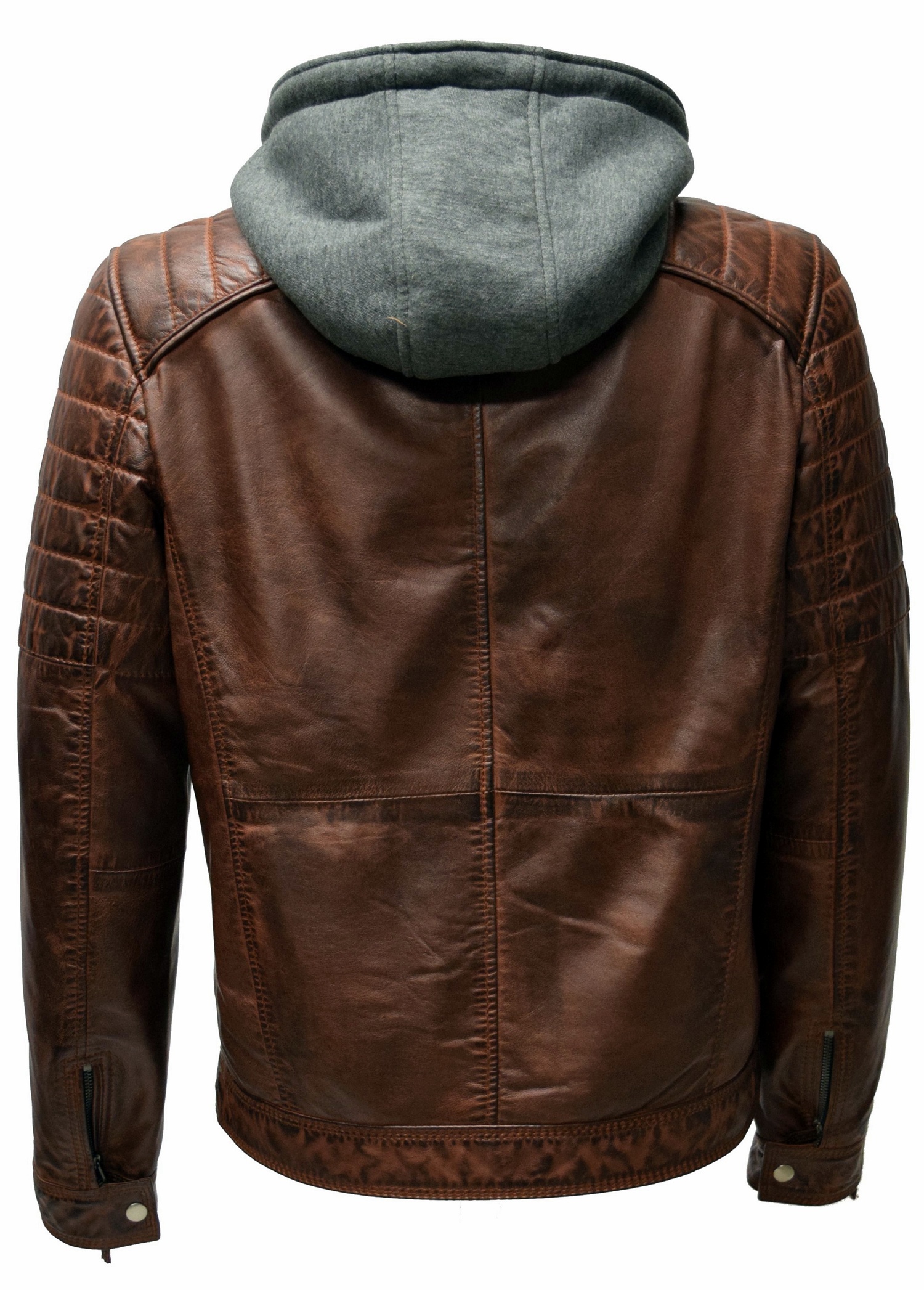 Herren Lederjacke Carlo gesteppt in washed Kastanie