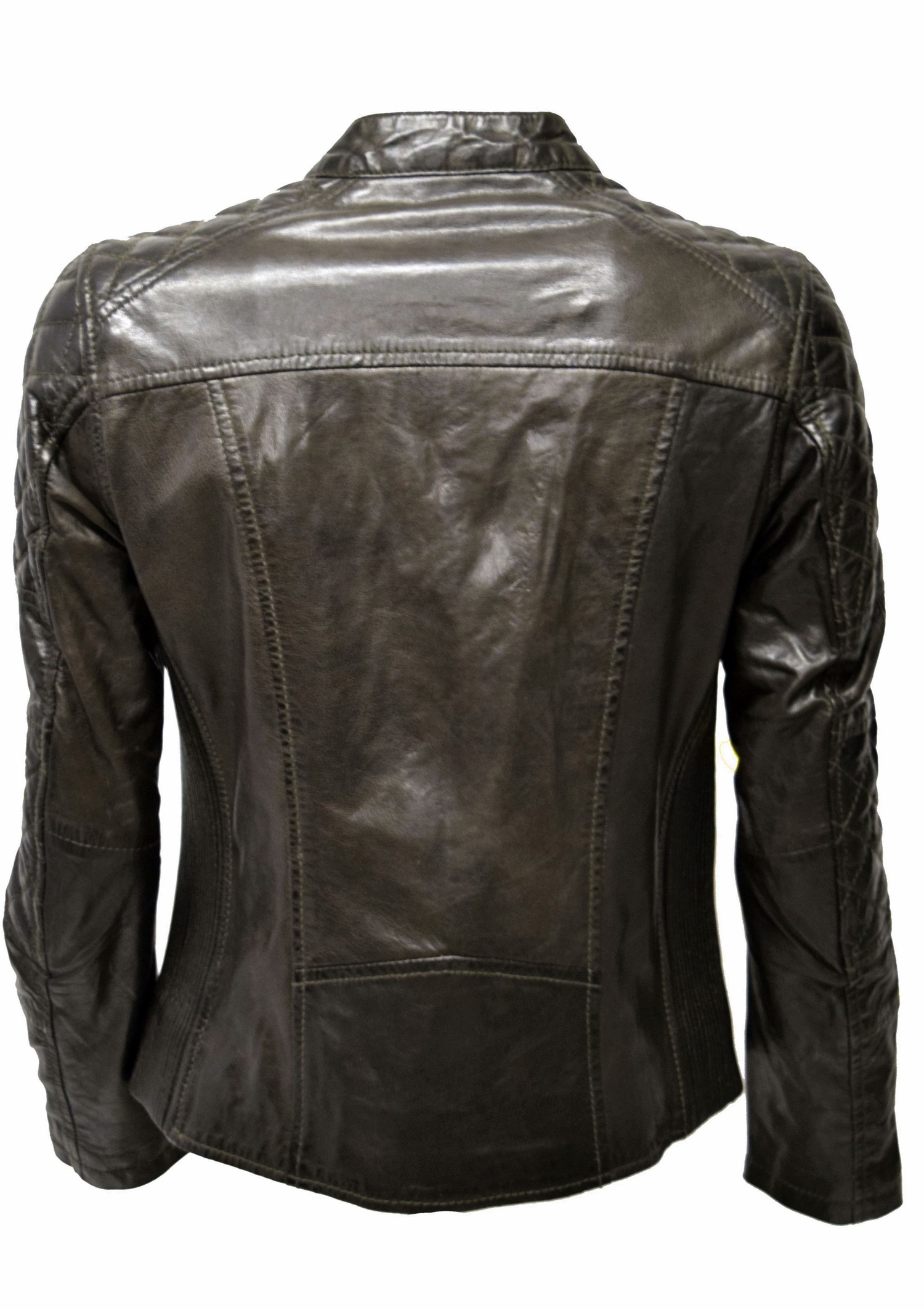 Damen Lederjacke Dreamy gesteppt in washed Mocca