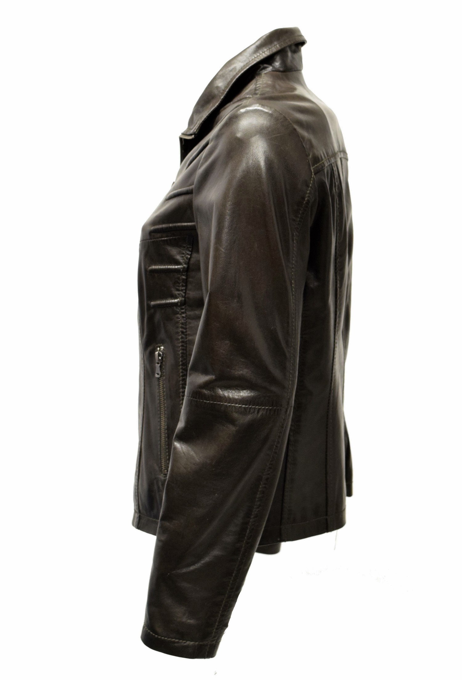 Damen Lederjacke Elodia in washed Dunkelbraun
