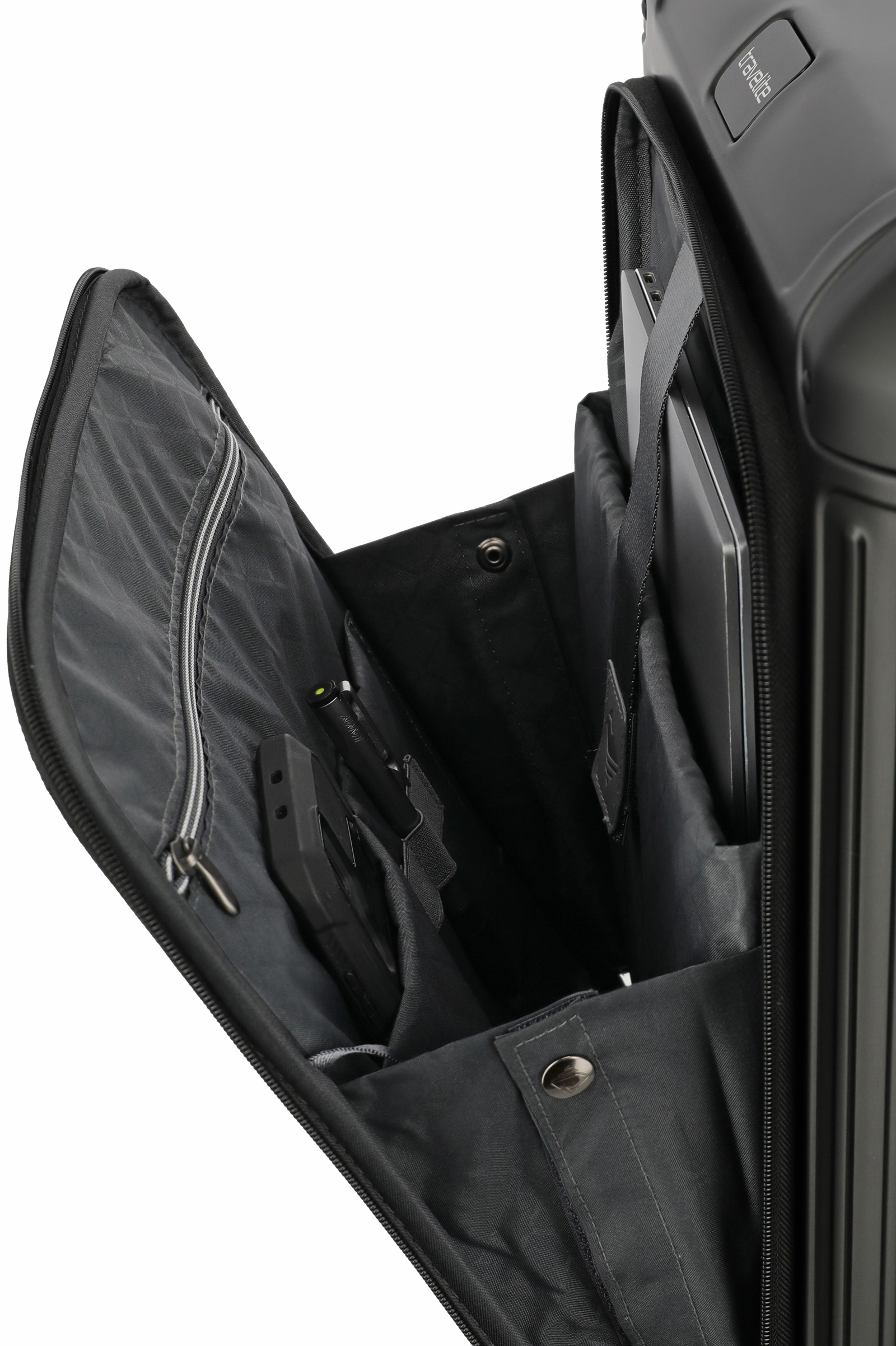 Travelite Aluminium Trolley Next 2.0 Vortasche S 55 cm mit 4 Rollen Schwarz