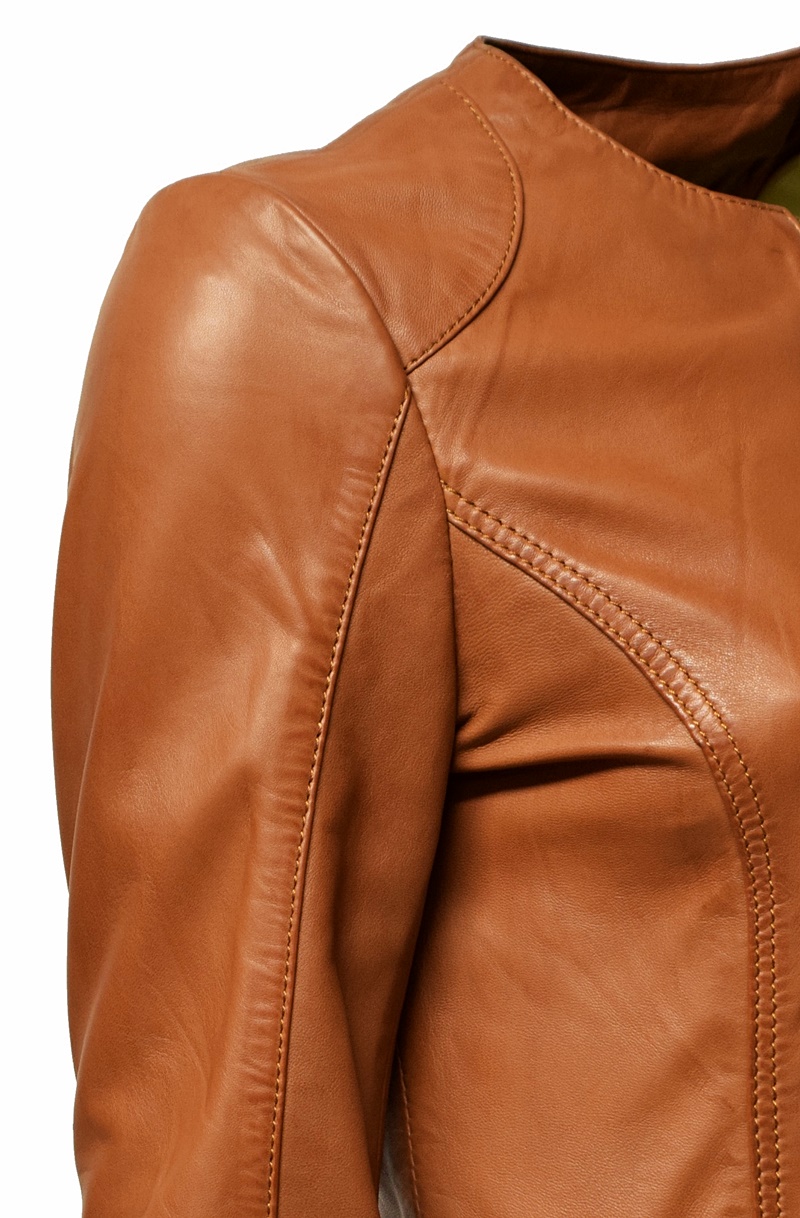 Damen Lederjacke "BEA" in washed Cognac