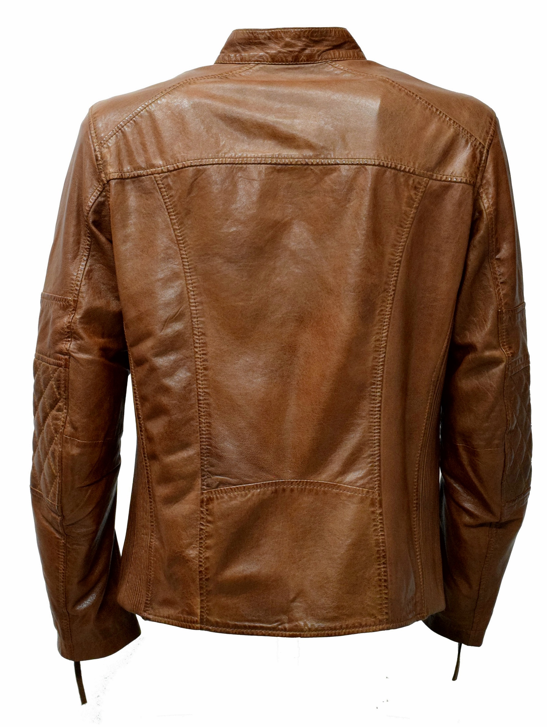 Herren Lederjacke Marco gesteppt in washed Cognac
