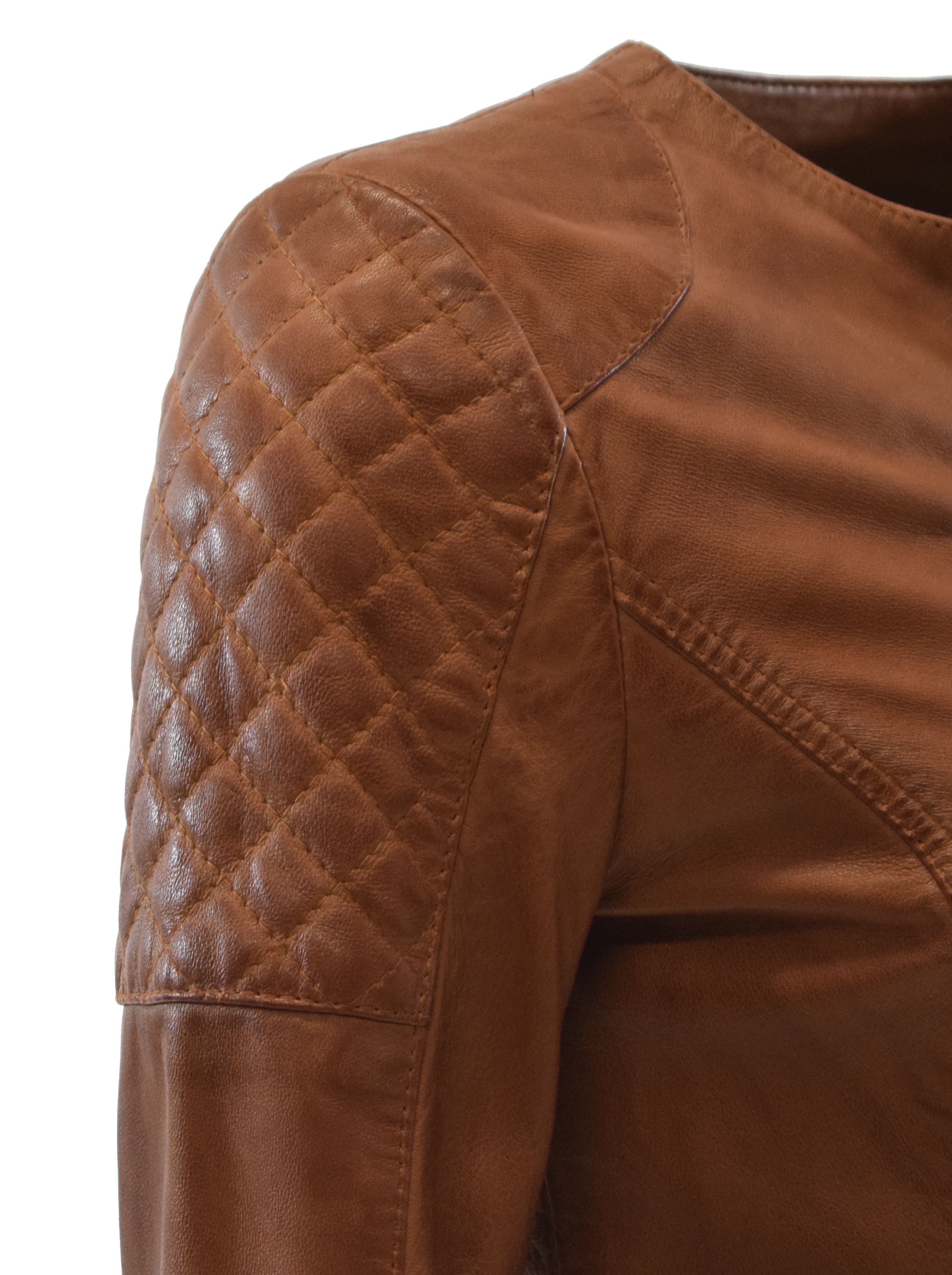 Damen Lederjacke "Lisa" in washed Cognac Braun