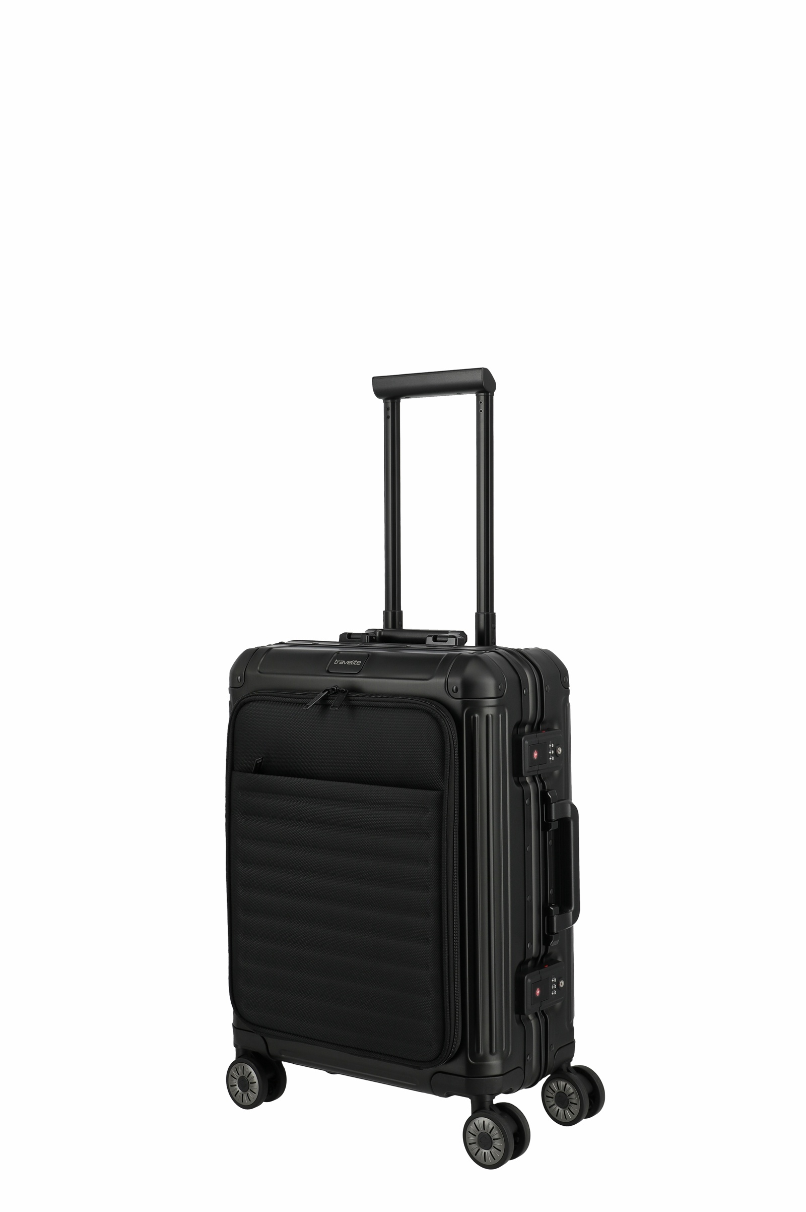Travelite Aluminium Trolley Next 2.0 Vortasche S 55 cm mit 4 Rollen Schwarz