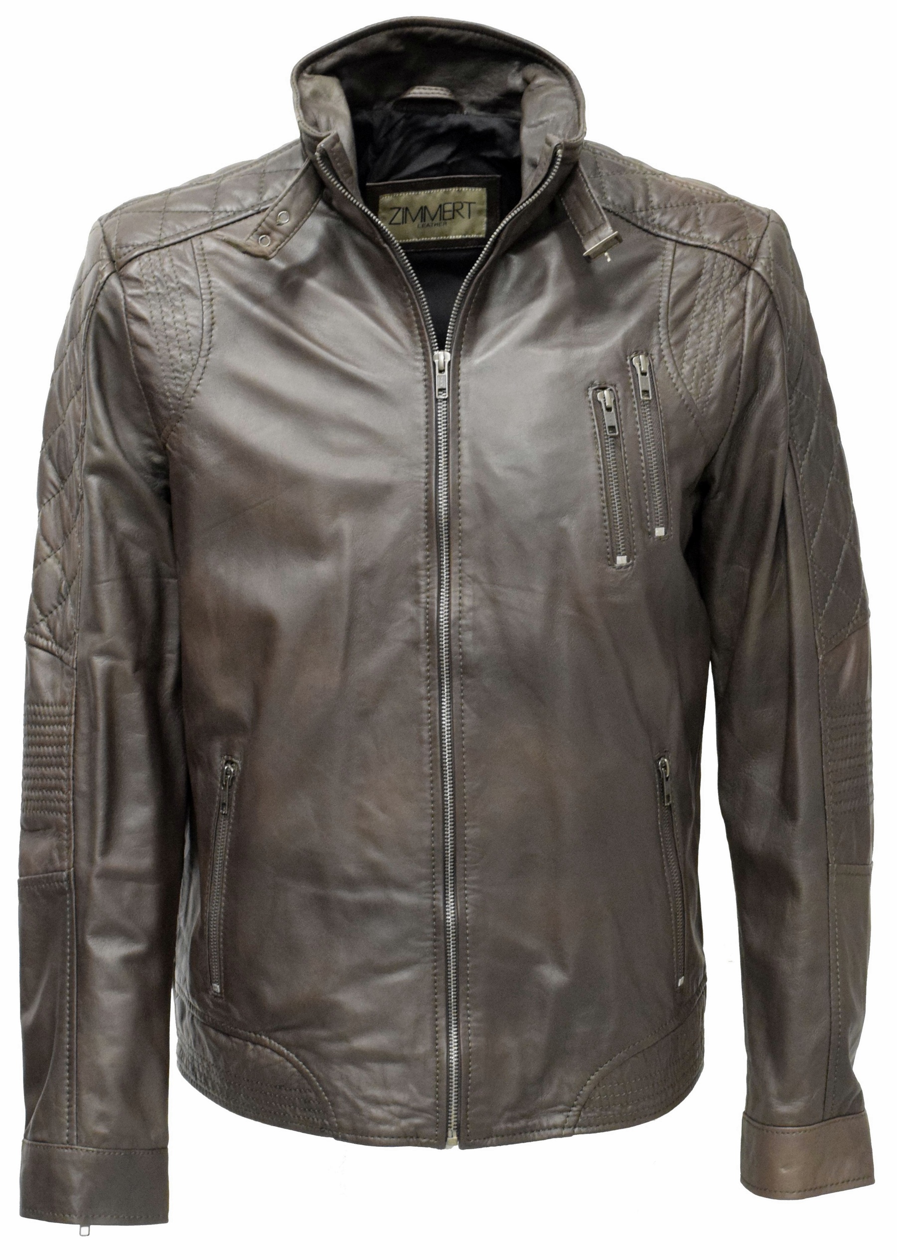 Herren Lederjacke Gilbert gesteppt in washed Mocca