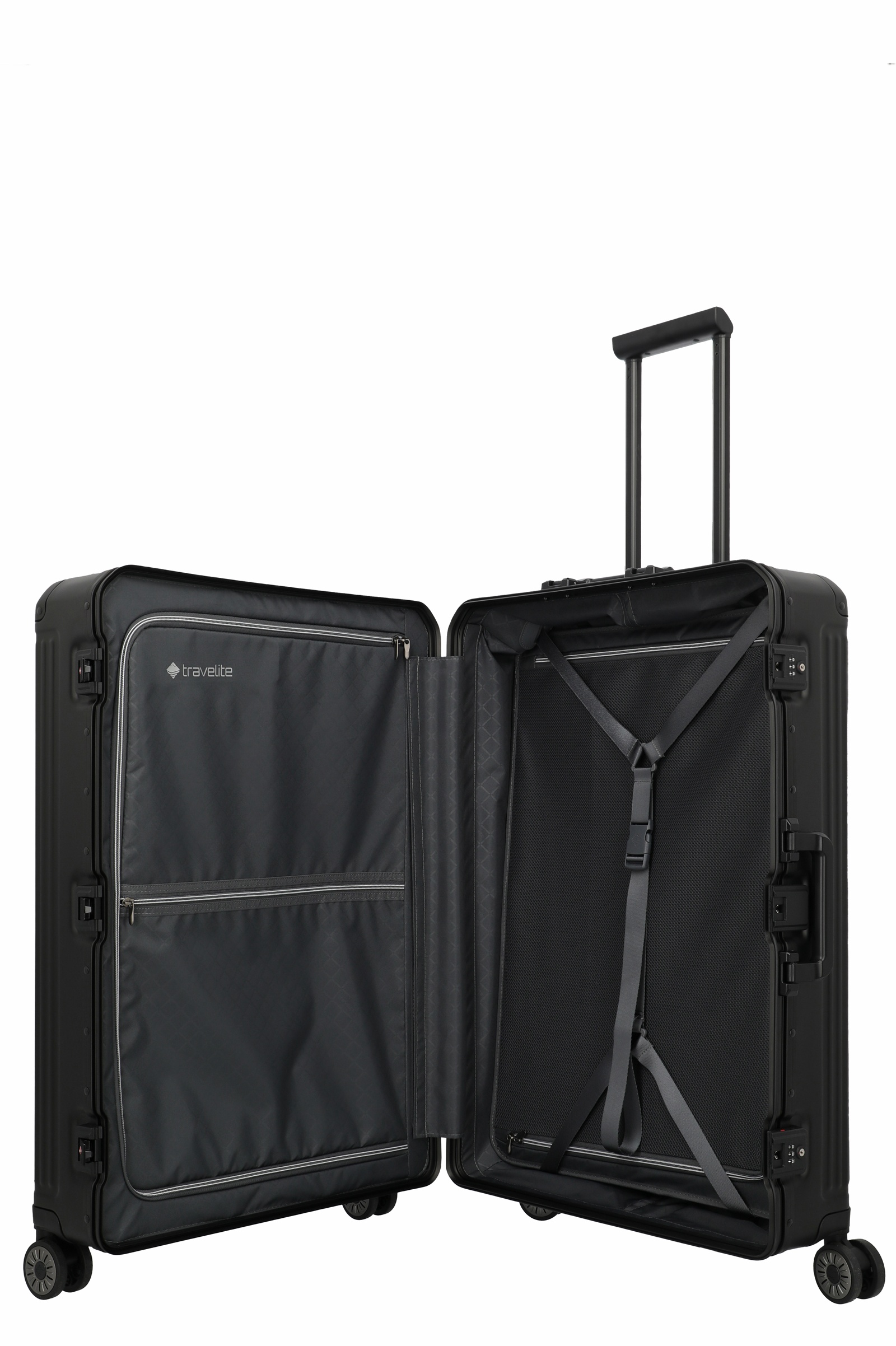 Travelite Aluminium Trolley Next 2.0 L 77 cm mit 4 Rollen Schwarz