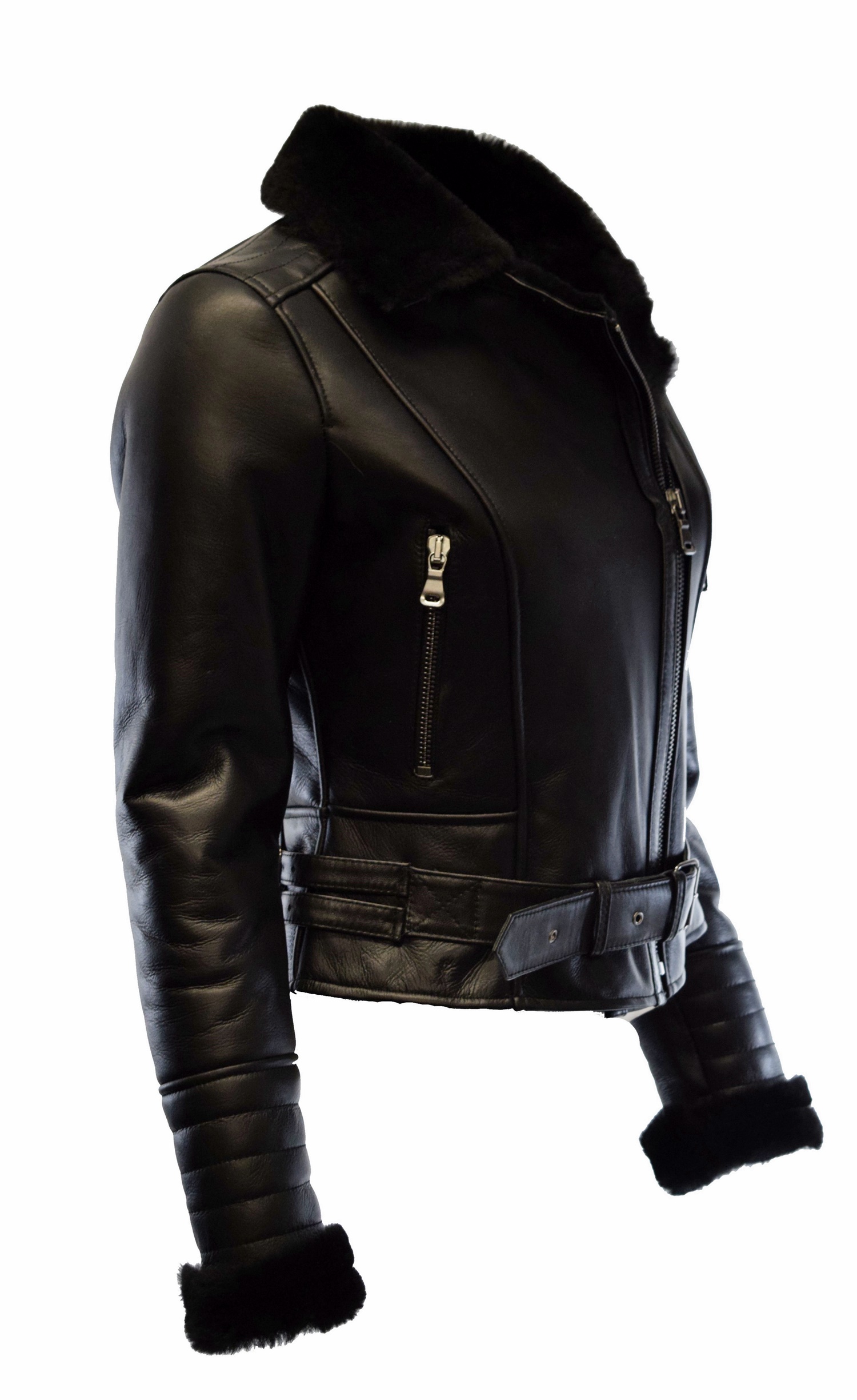 Damen Lammfelljacke Cropped Lionni Shearling Schwarz
