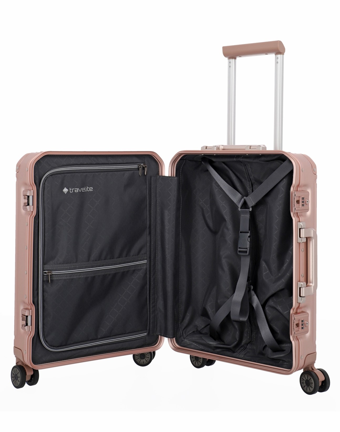 Travelite Aluminium Trolley Next S 55 cm mit 4 Rollen Rose