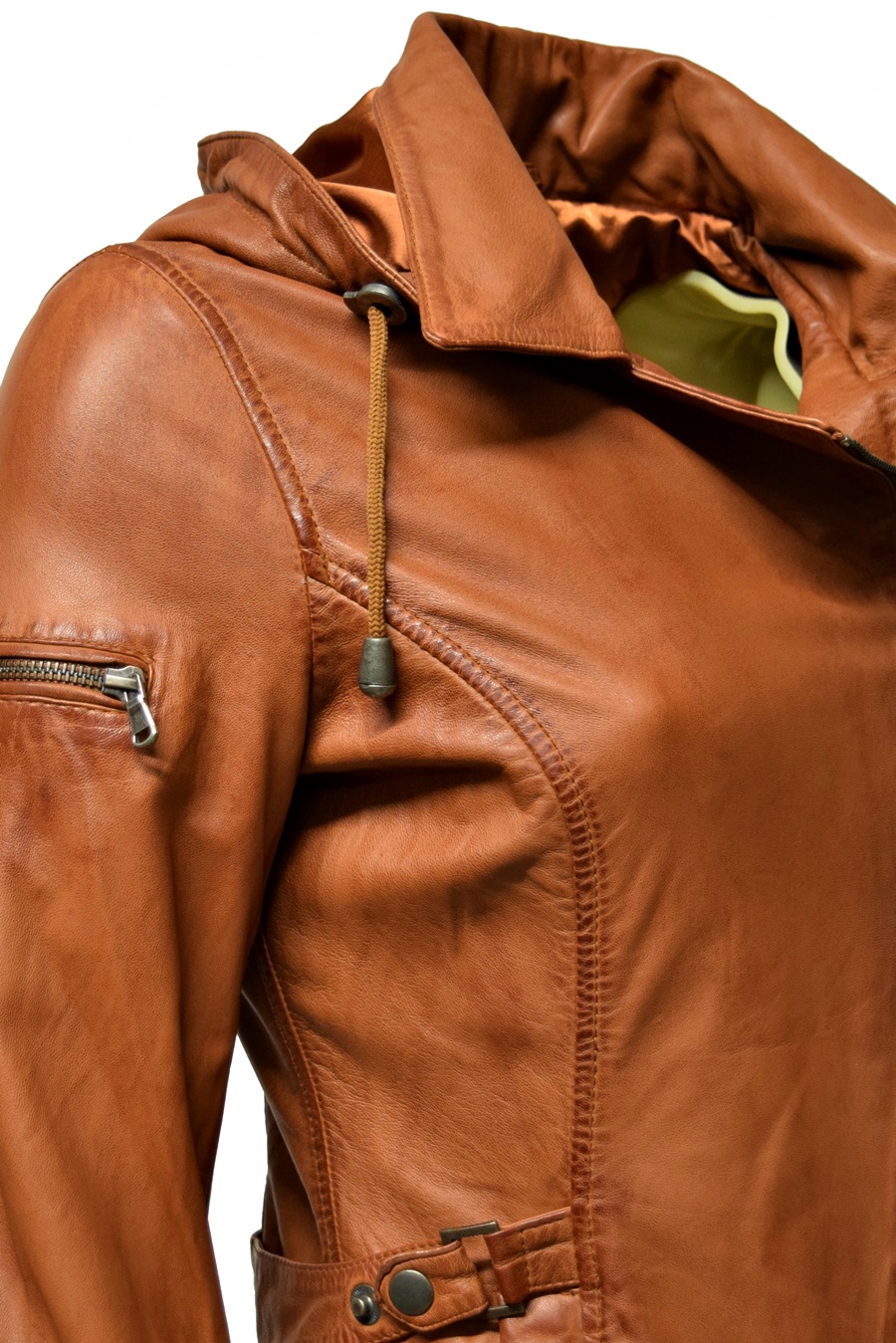 Damen Biker Lederjacke "Dana" in Dunkelcognac