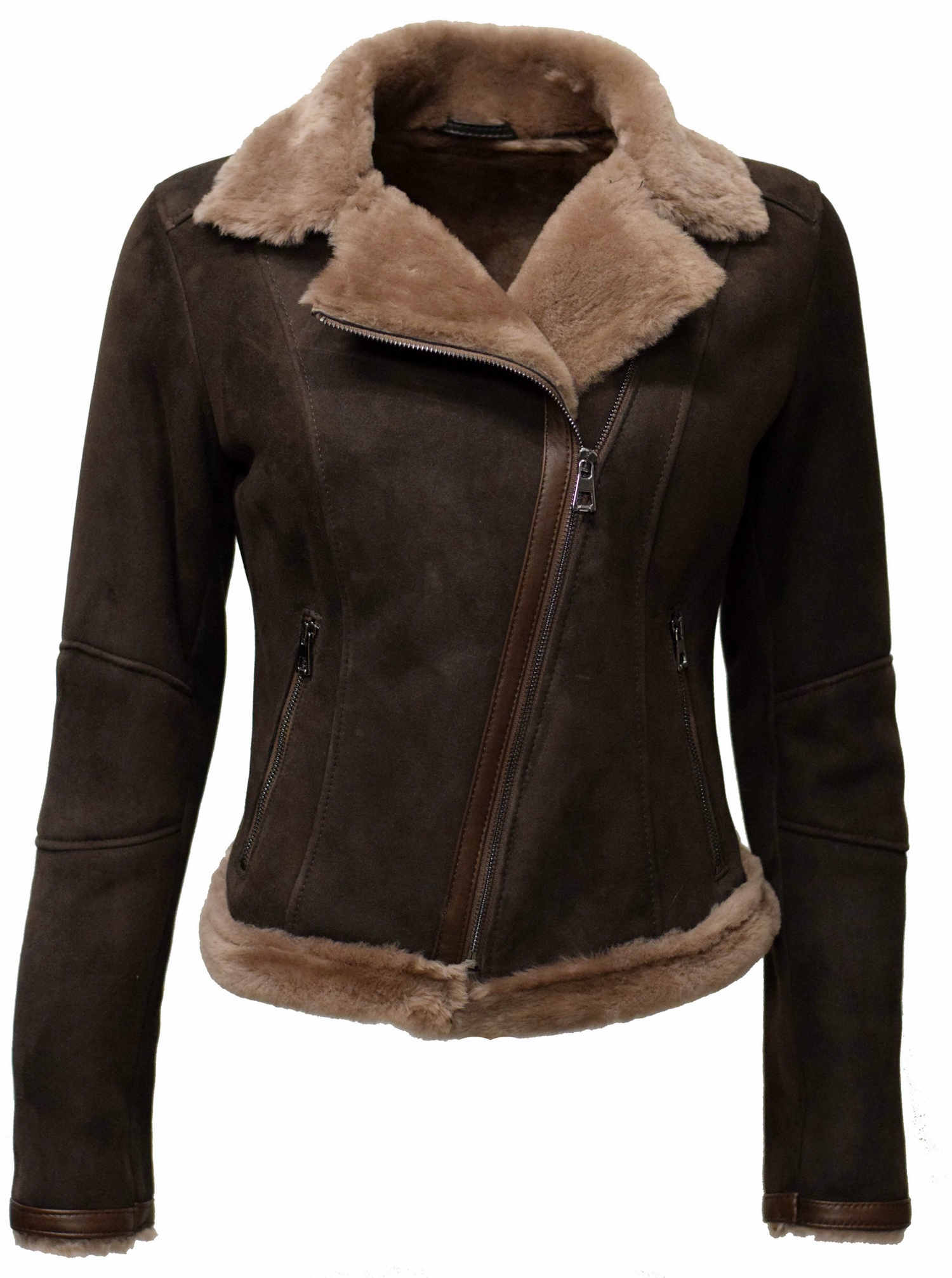 Damen Lammfelljacke Elsa in Mocca Braun