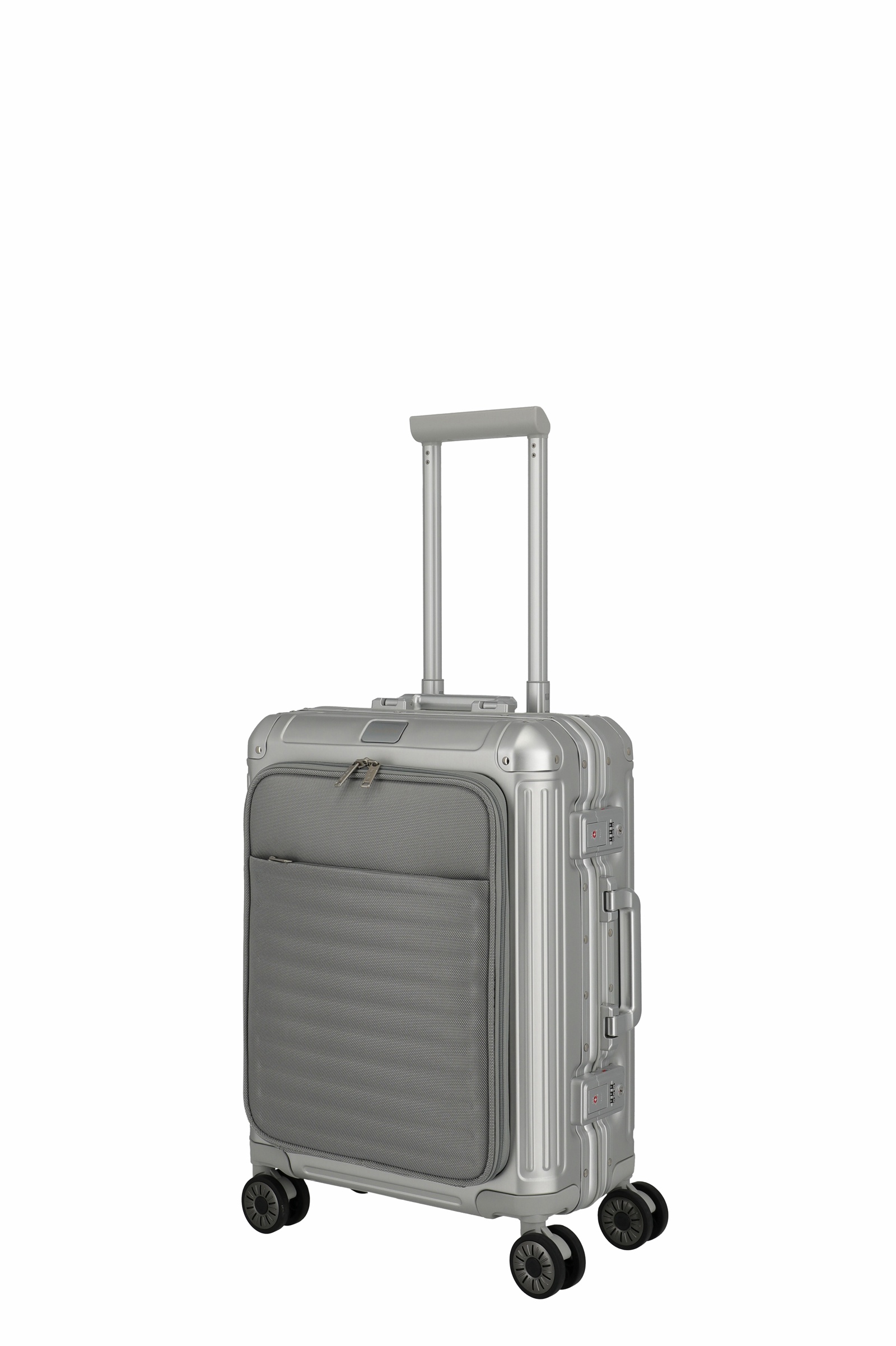 Travelite Aluminium Trolley Next 2.0 Vortasche S 55 cm mit 4 Rollen Silber