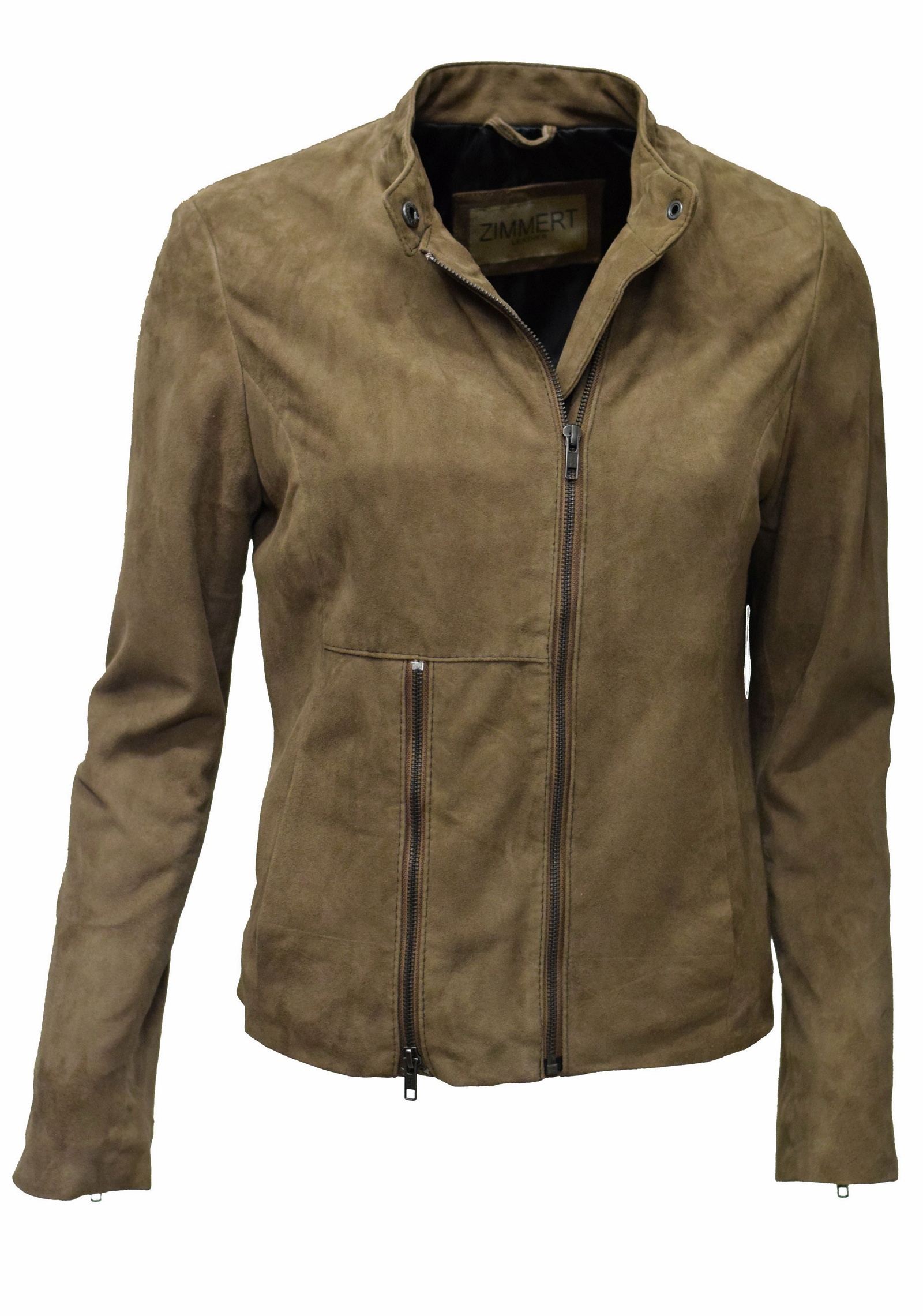 Damen Lederjacke Ziegenvelour Sofia in fine Schlamm