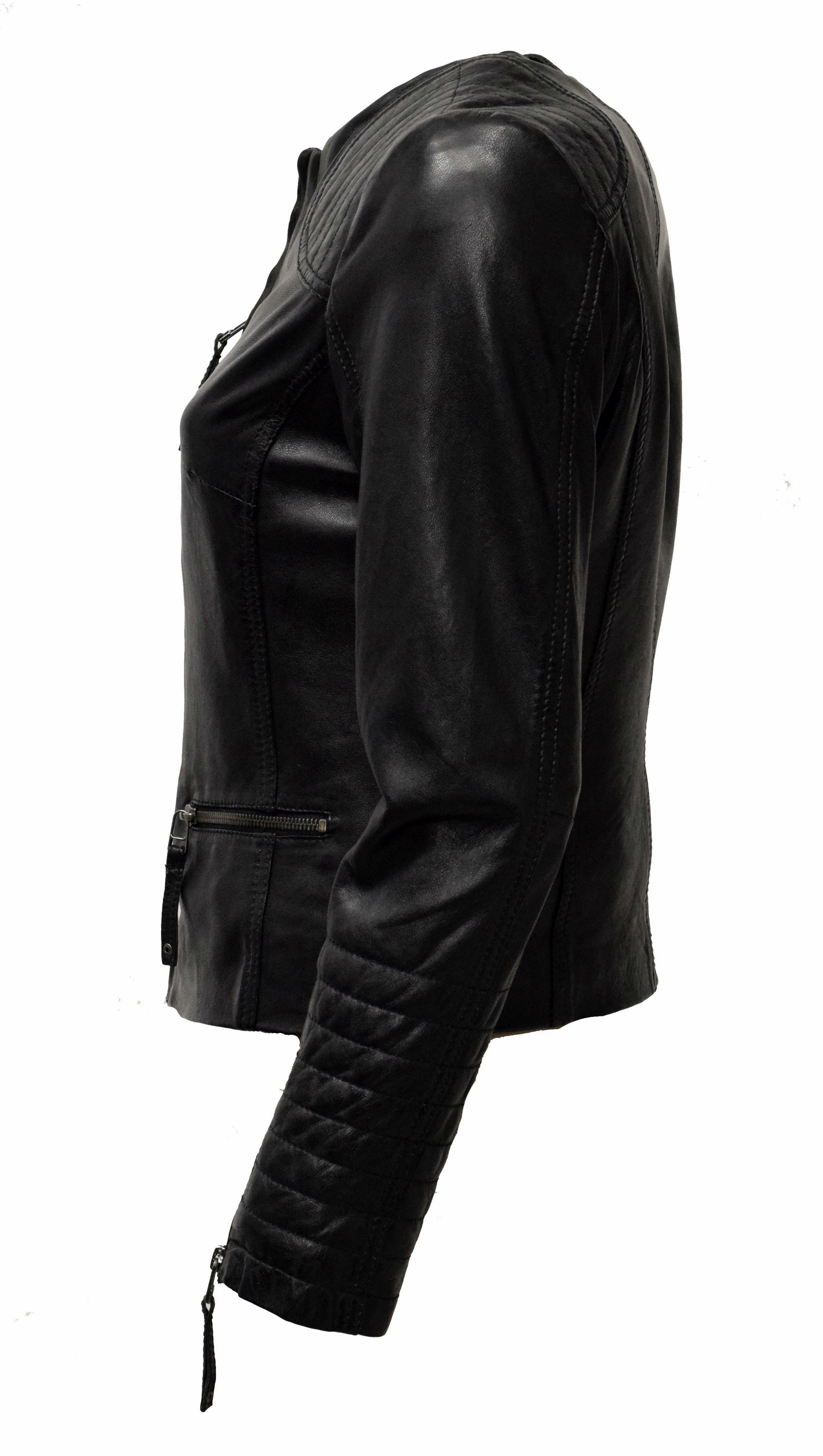 Damen Lederjacke Luisa in washed Schwarz
