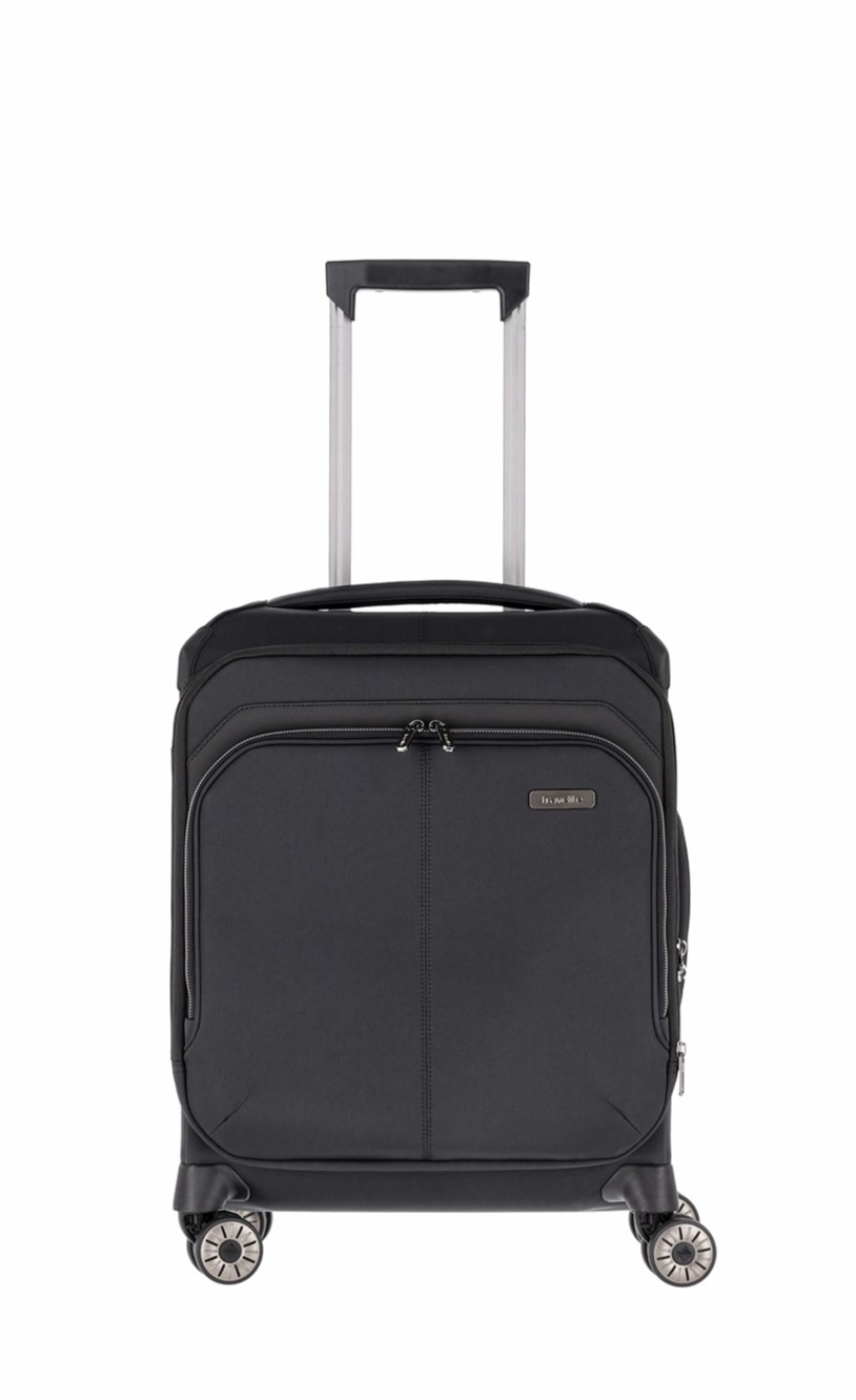 Travelite Priima Trolley Gr. S 55 cm mit 4 Rollen aus Nylon + recyceltem Polyester Schwarz