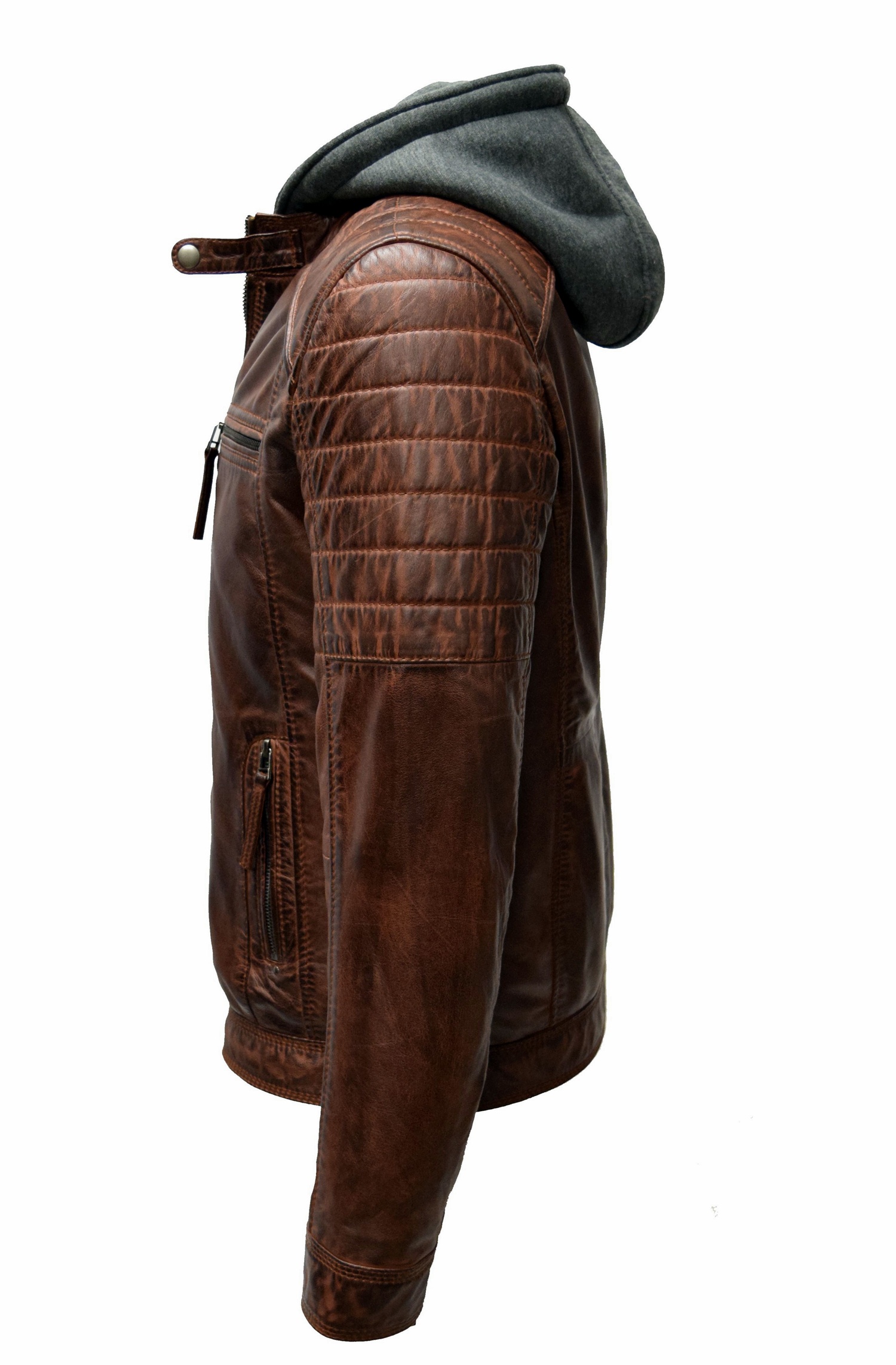 Herren Lederjacke Carlo gesteppt in washed Kastanie