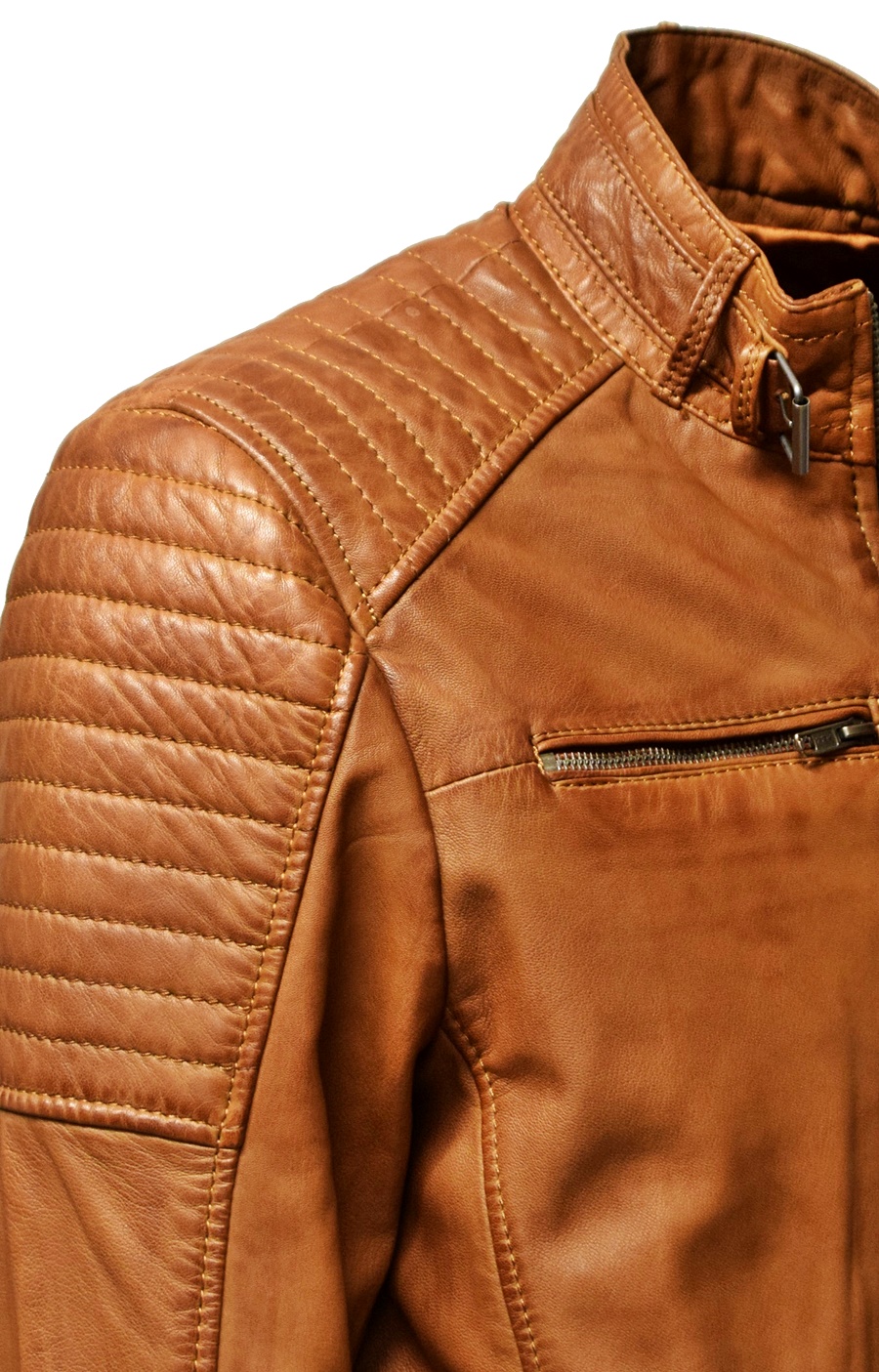 Herren Lederjacke Gunn in washed Cognac