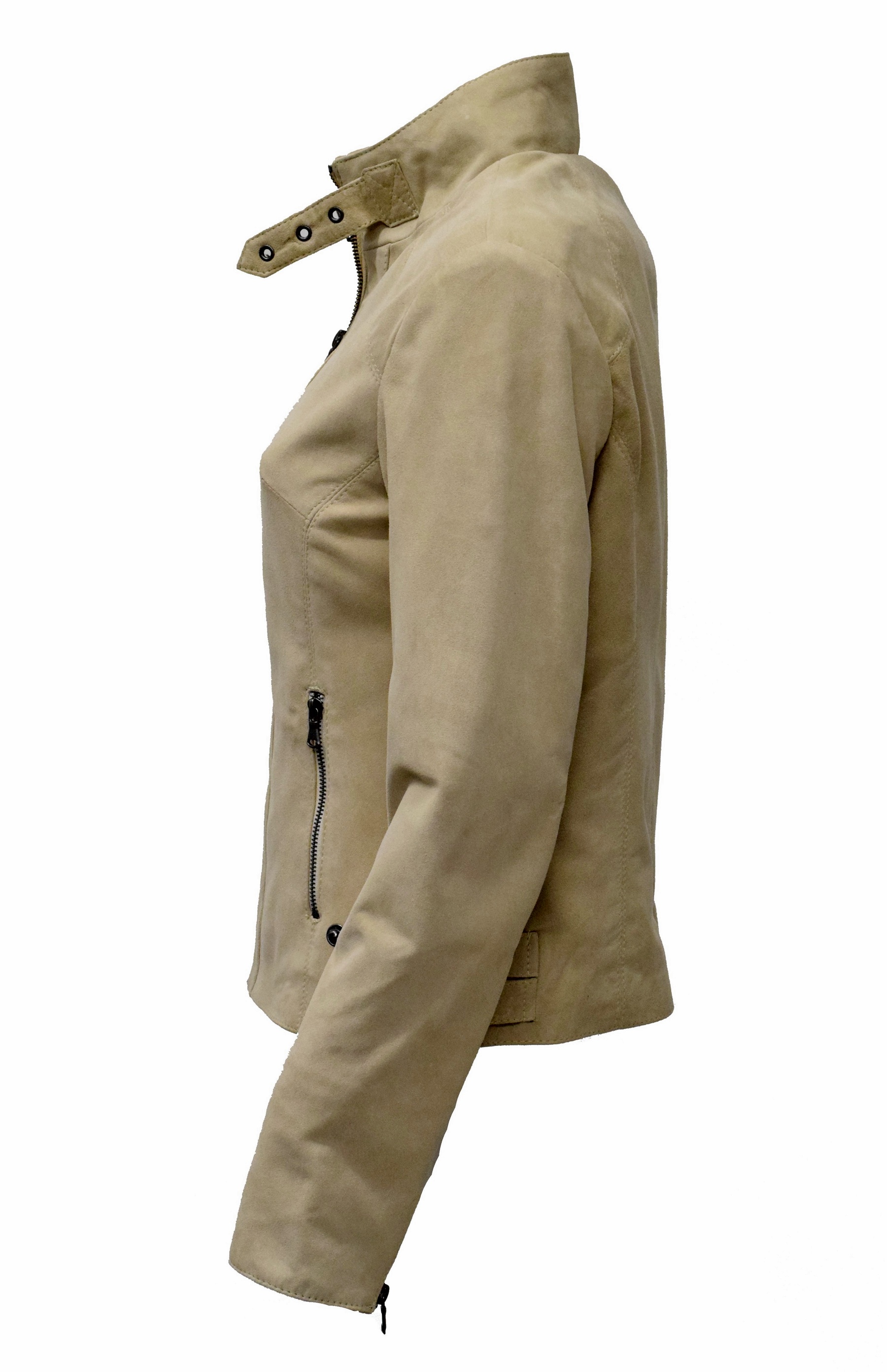 Damen Lederjacke Nala in Ziegenvelour Cremebeige 