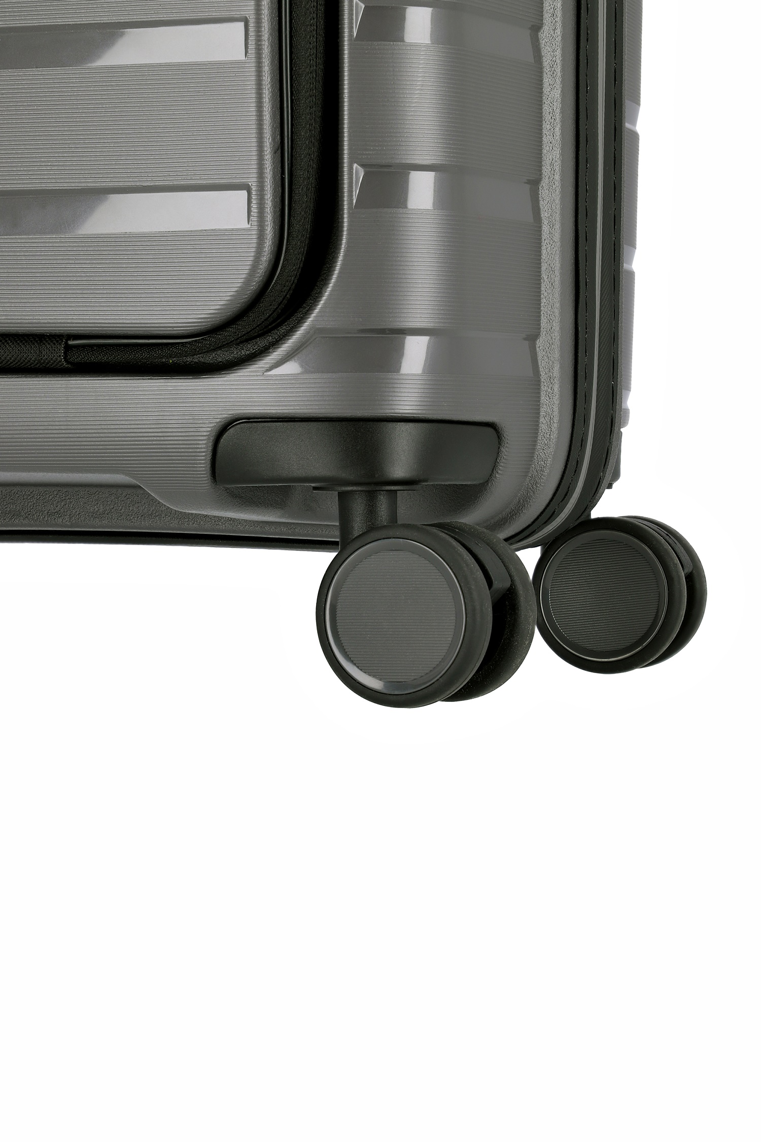 Travelite Koffer Air Base Vortasche 4 Rollen Trolley 55 cm S+ Anthrazit