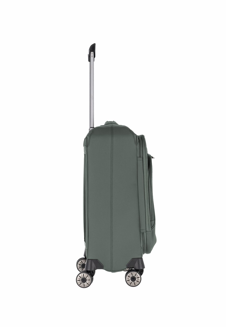 Travelite Priima Trolley Gr. S 55 cm mit 4 Rollen aus Nylon + recyceltem Polyester Oliv